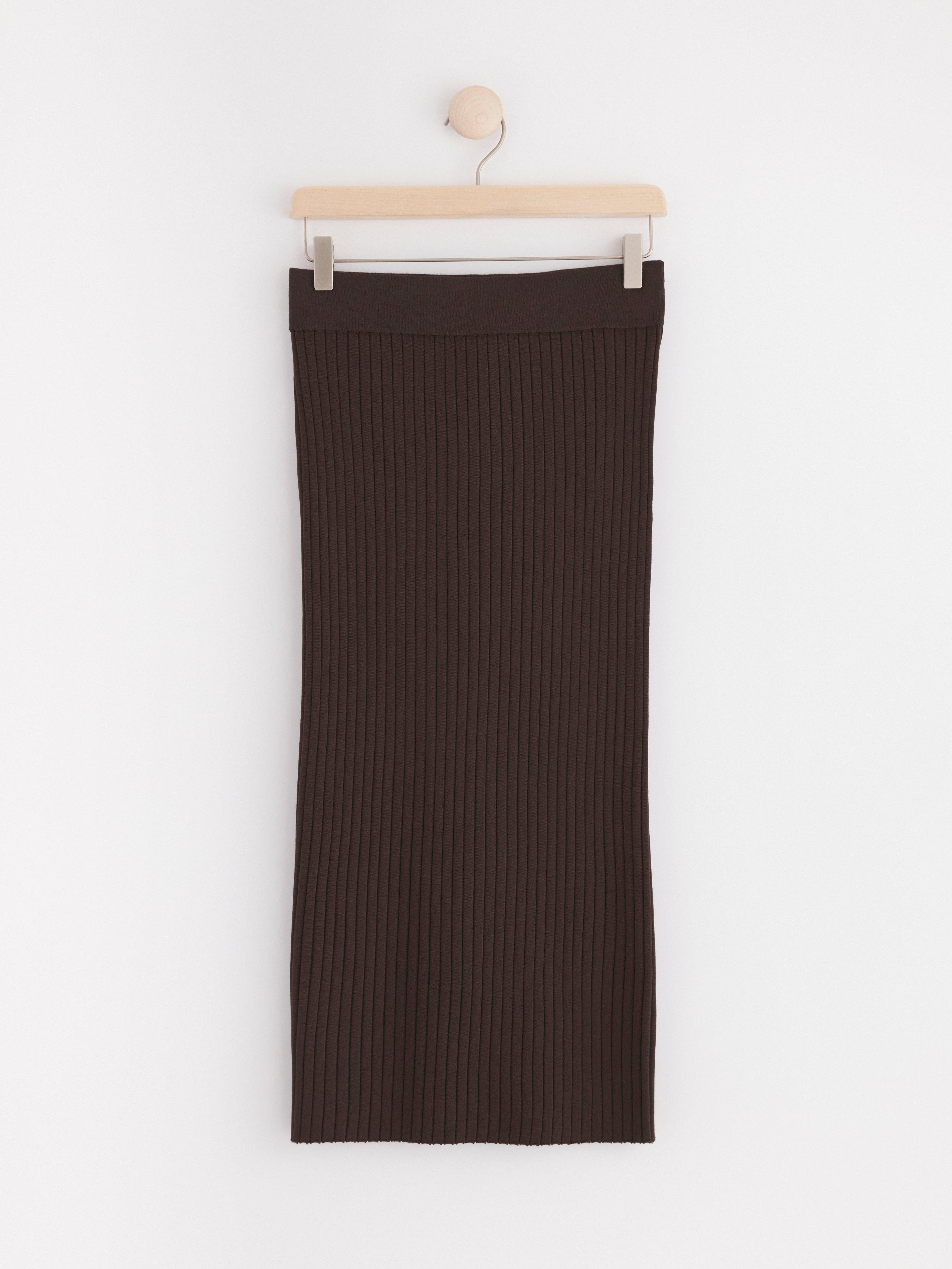 Ribbed midi skirt Brown