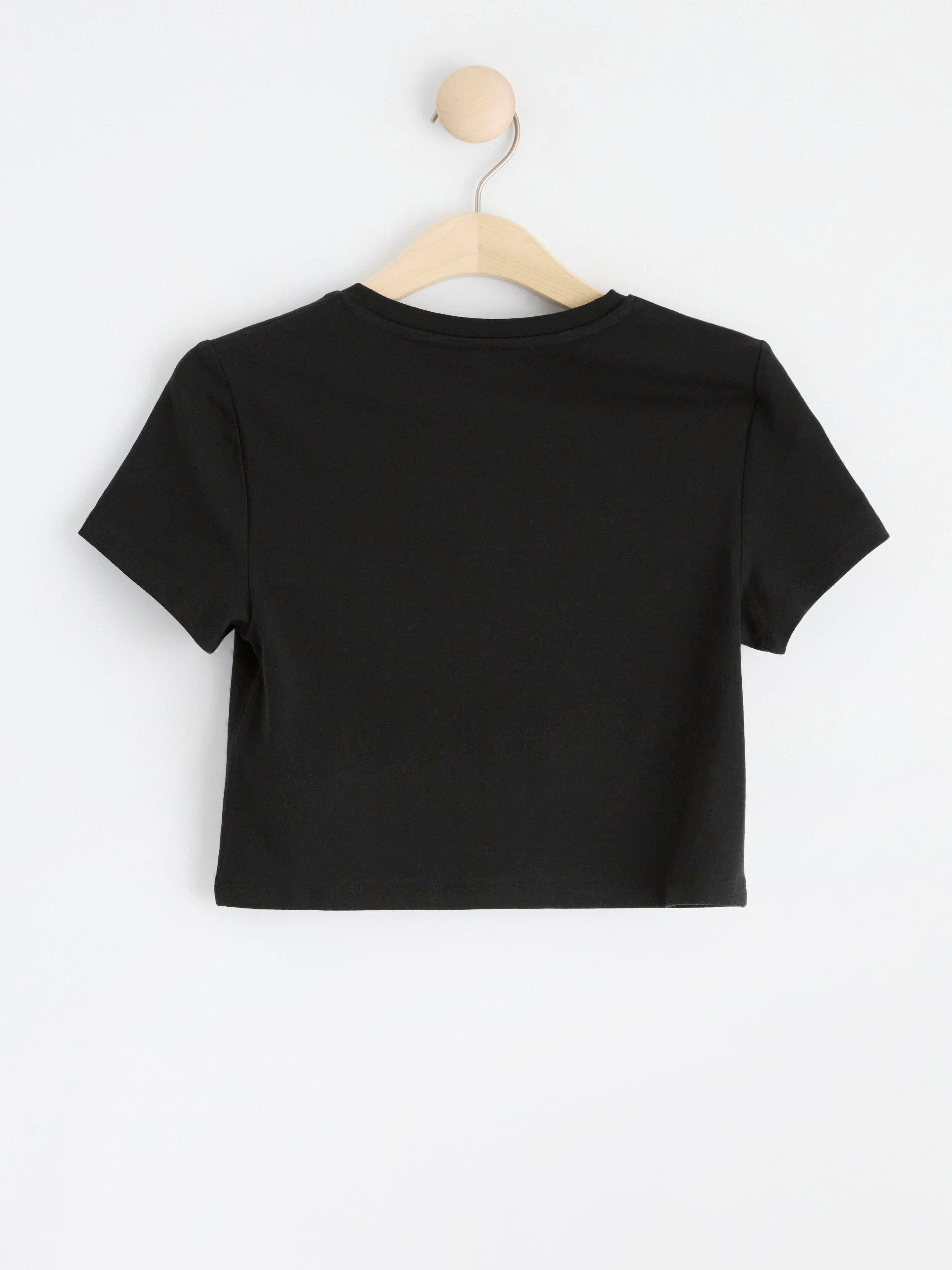 MOM short sleeve crop top Black