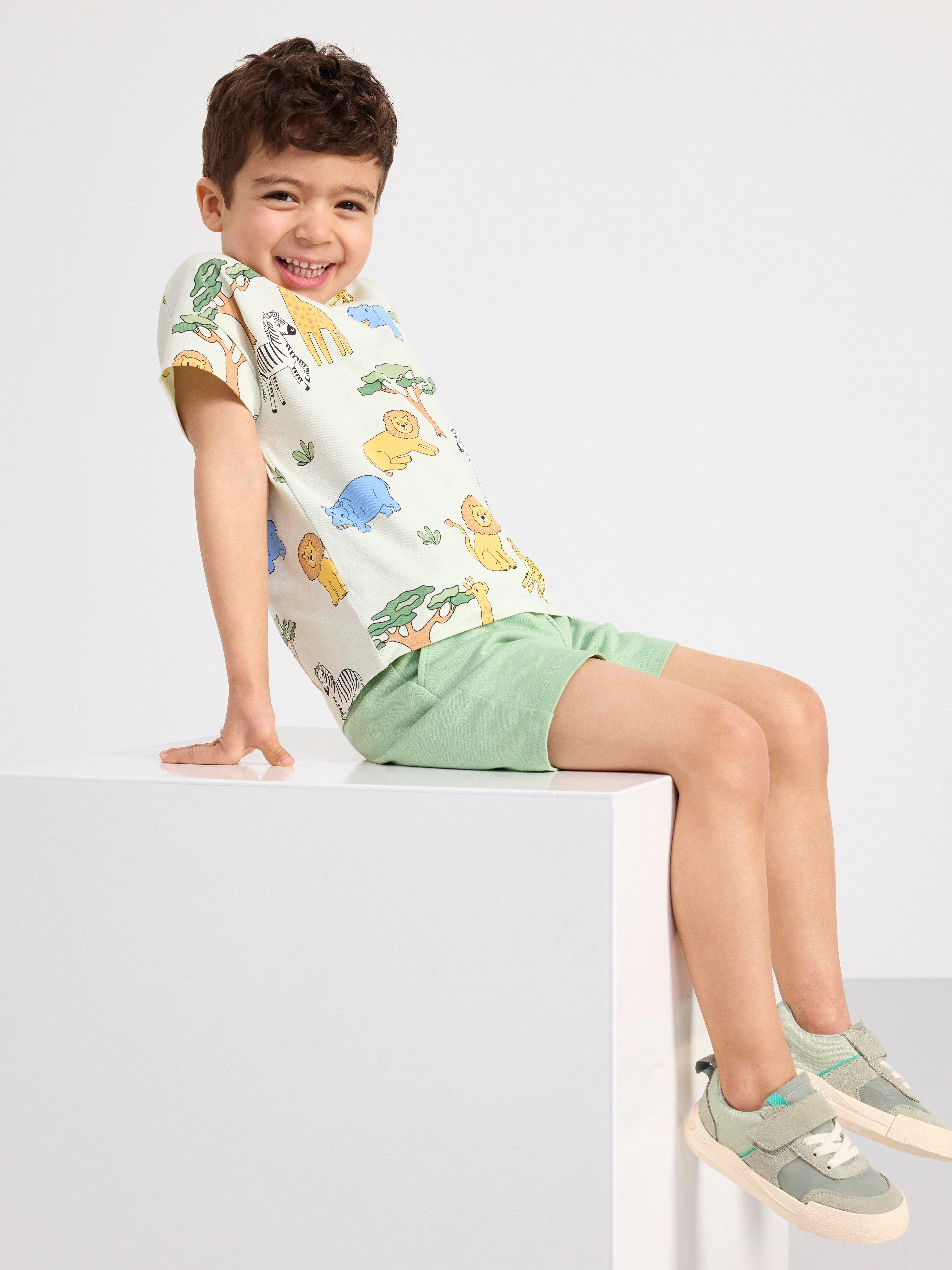 Short sleeve top with animals Light Dusty Green