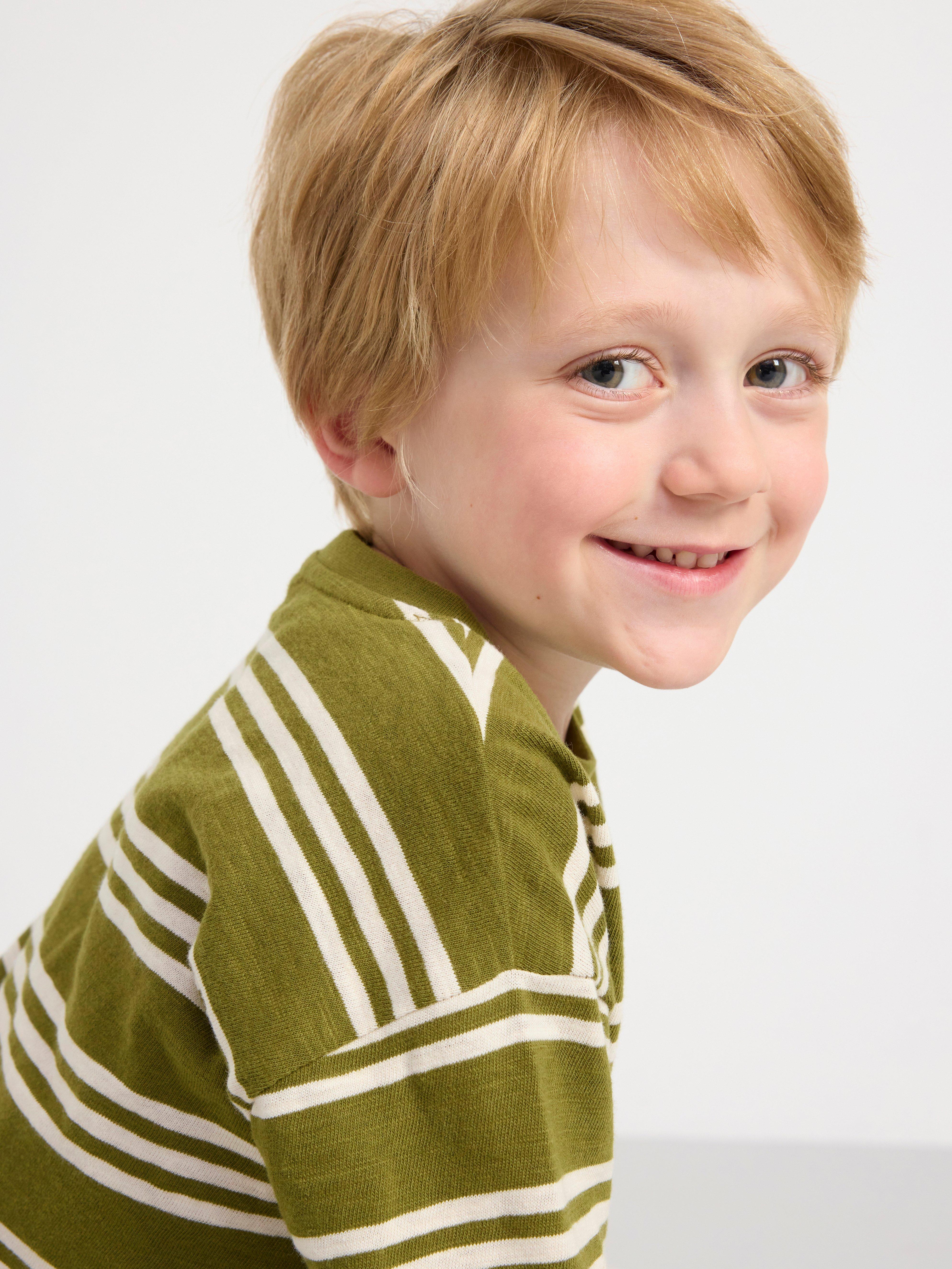 Long sleeve top with stripes Dark Green