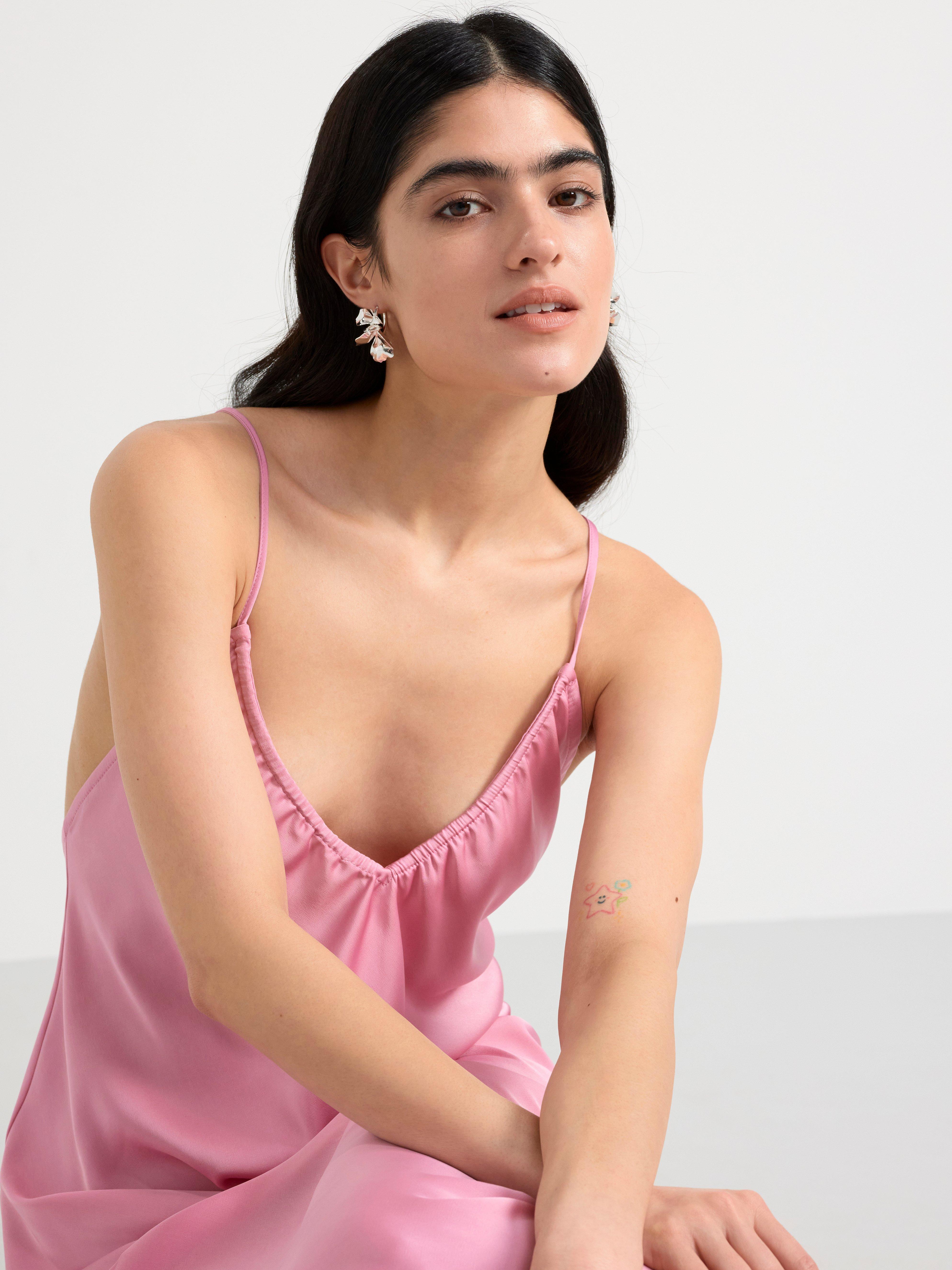 Satin slip dress Pink