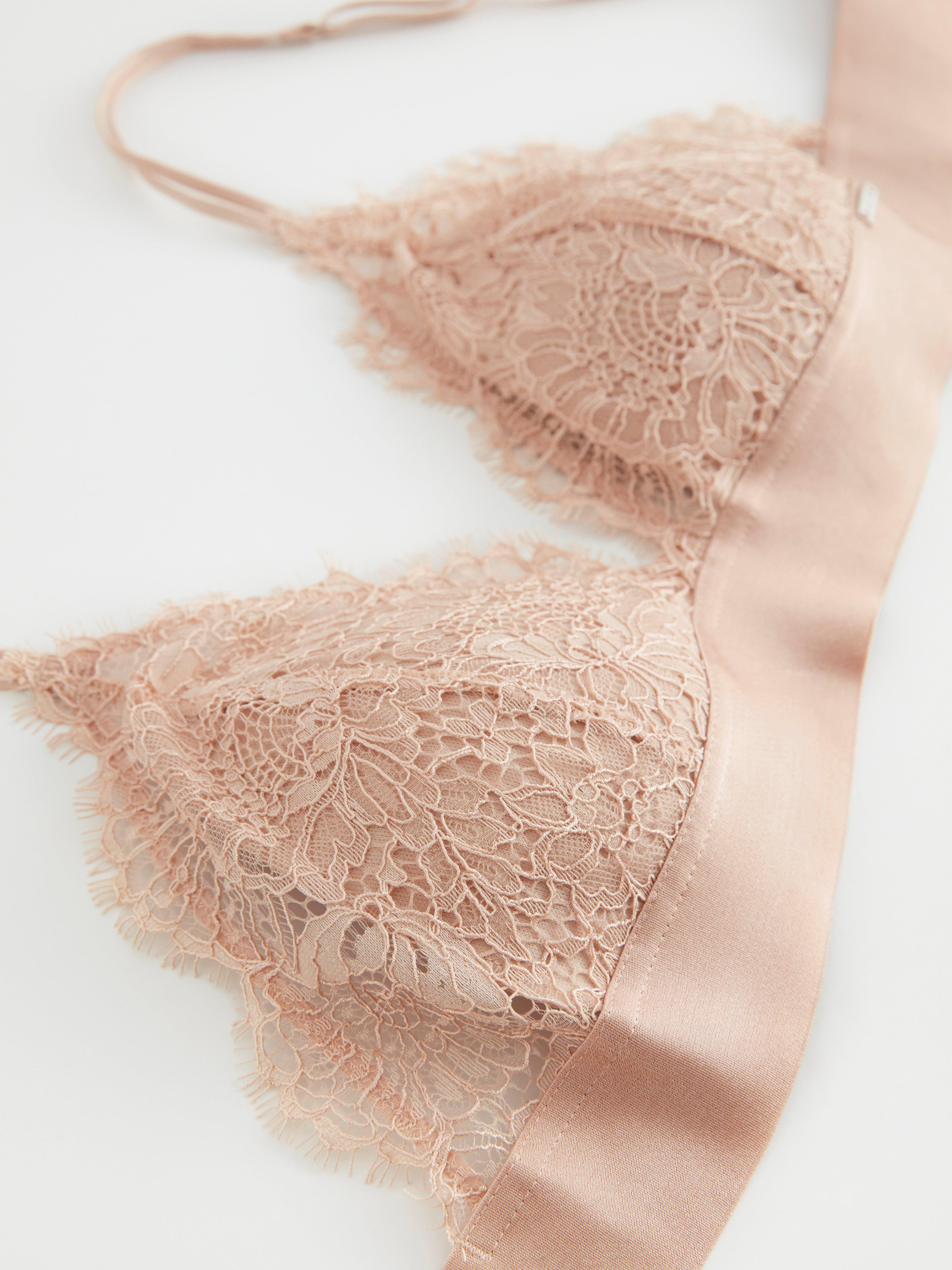 Bralette with lace Beige