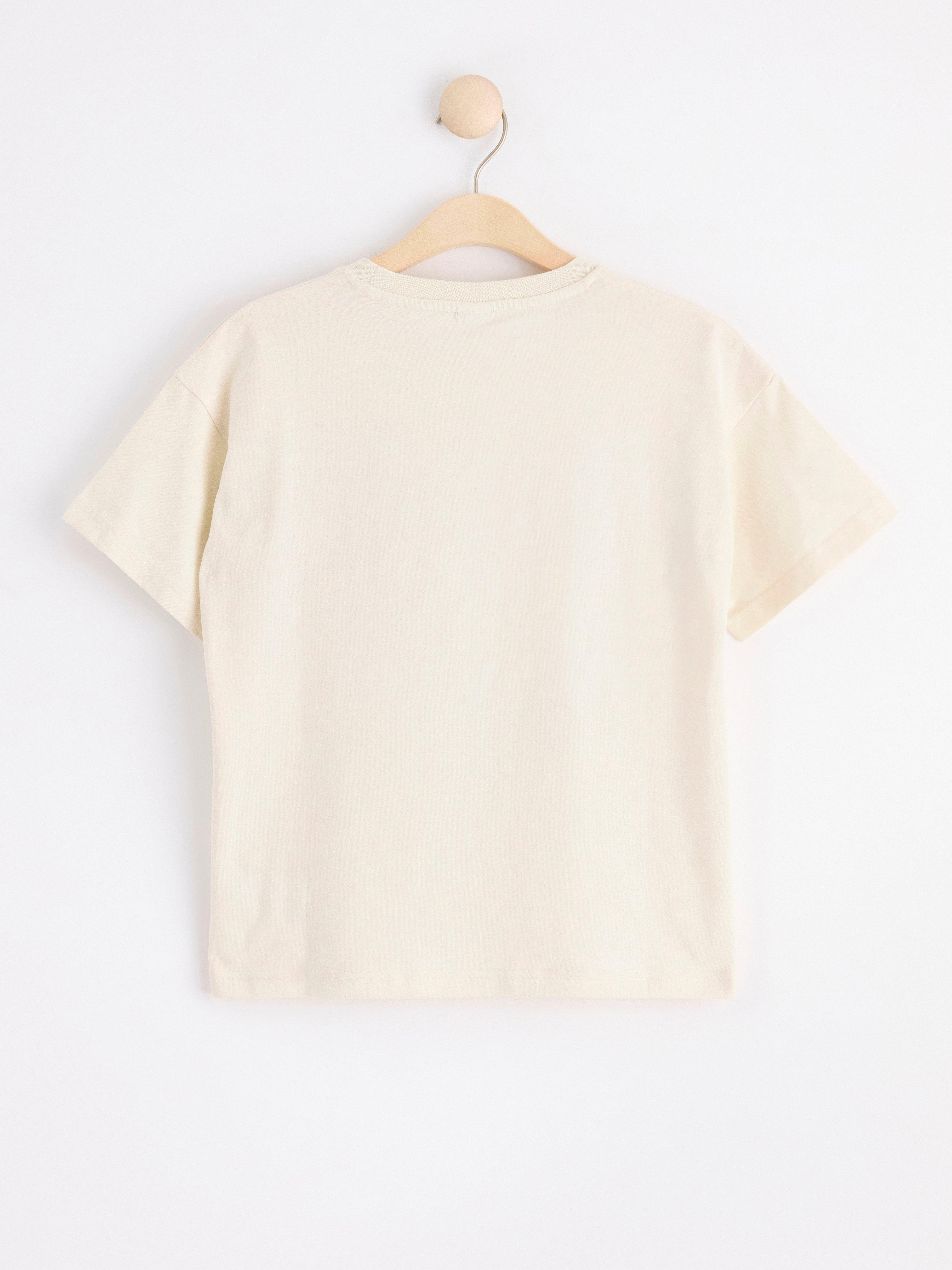 Short sleeve top with front print Light Beige