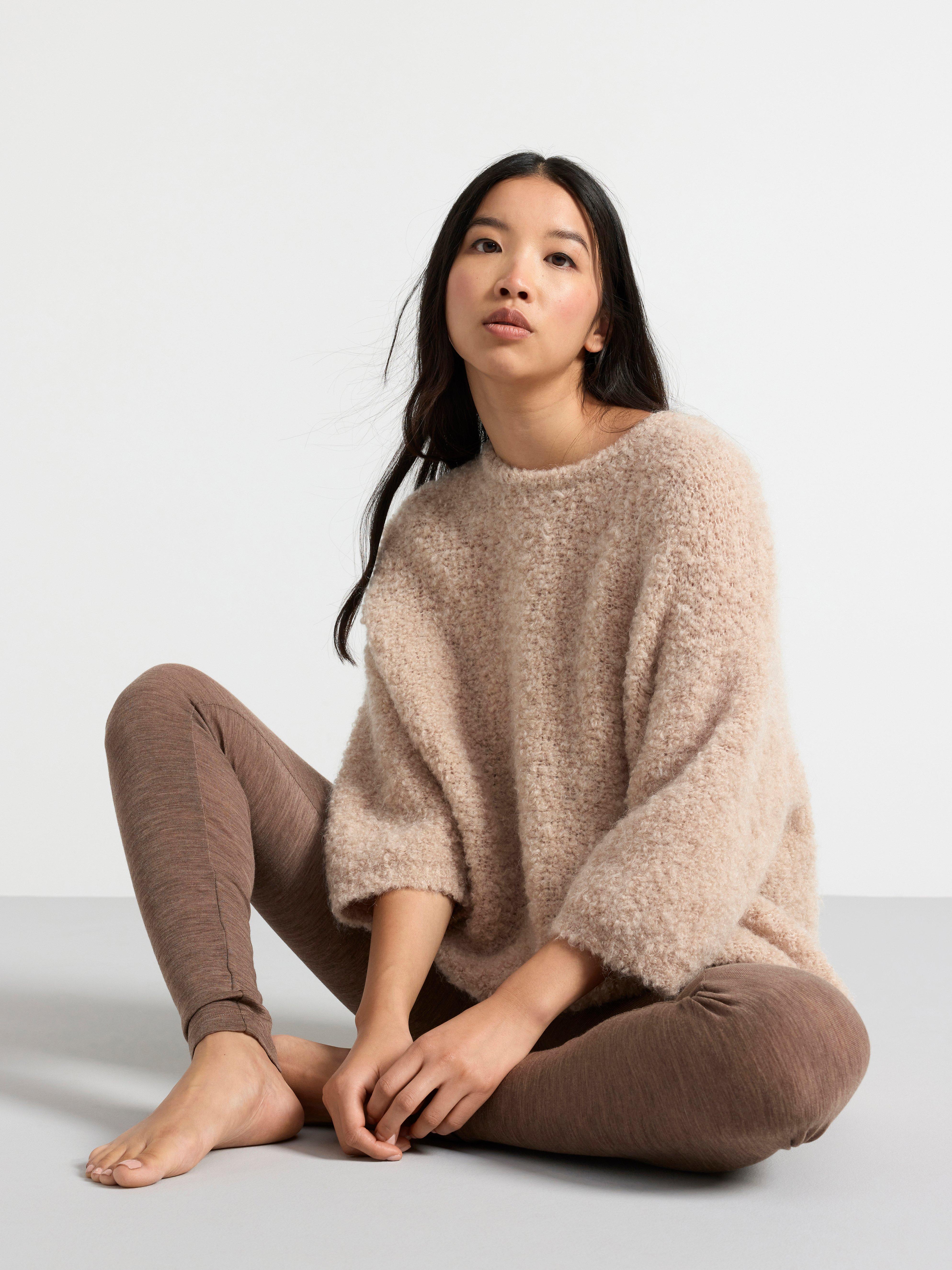 Leggings in merino wool Brown melange