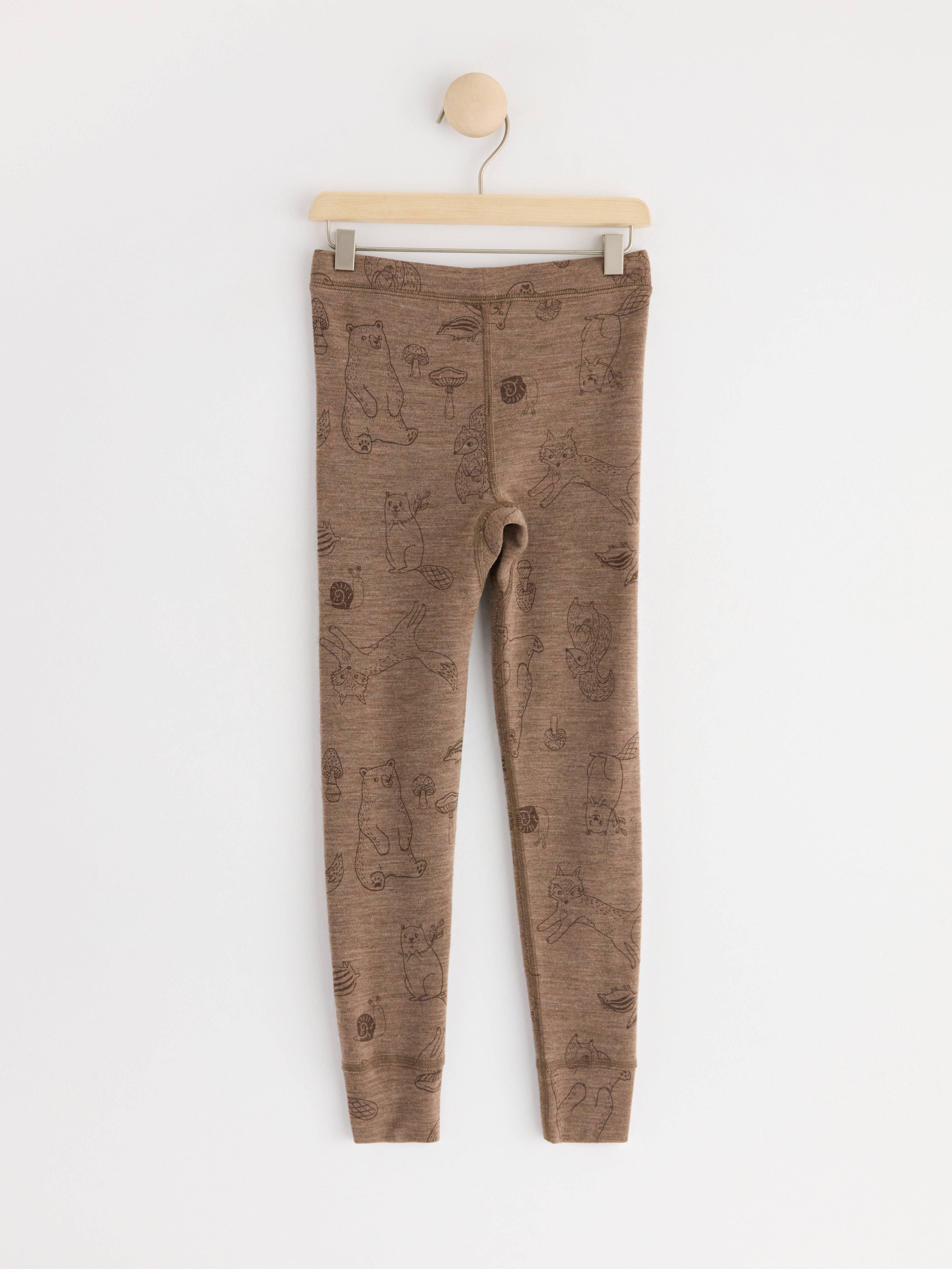 Leggings in merino wool Brown Melange