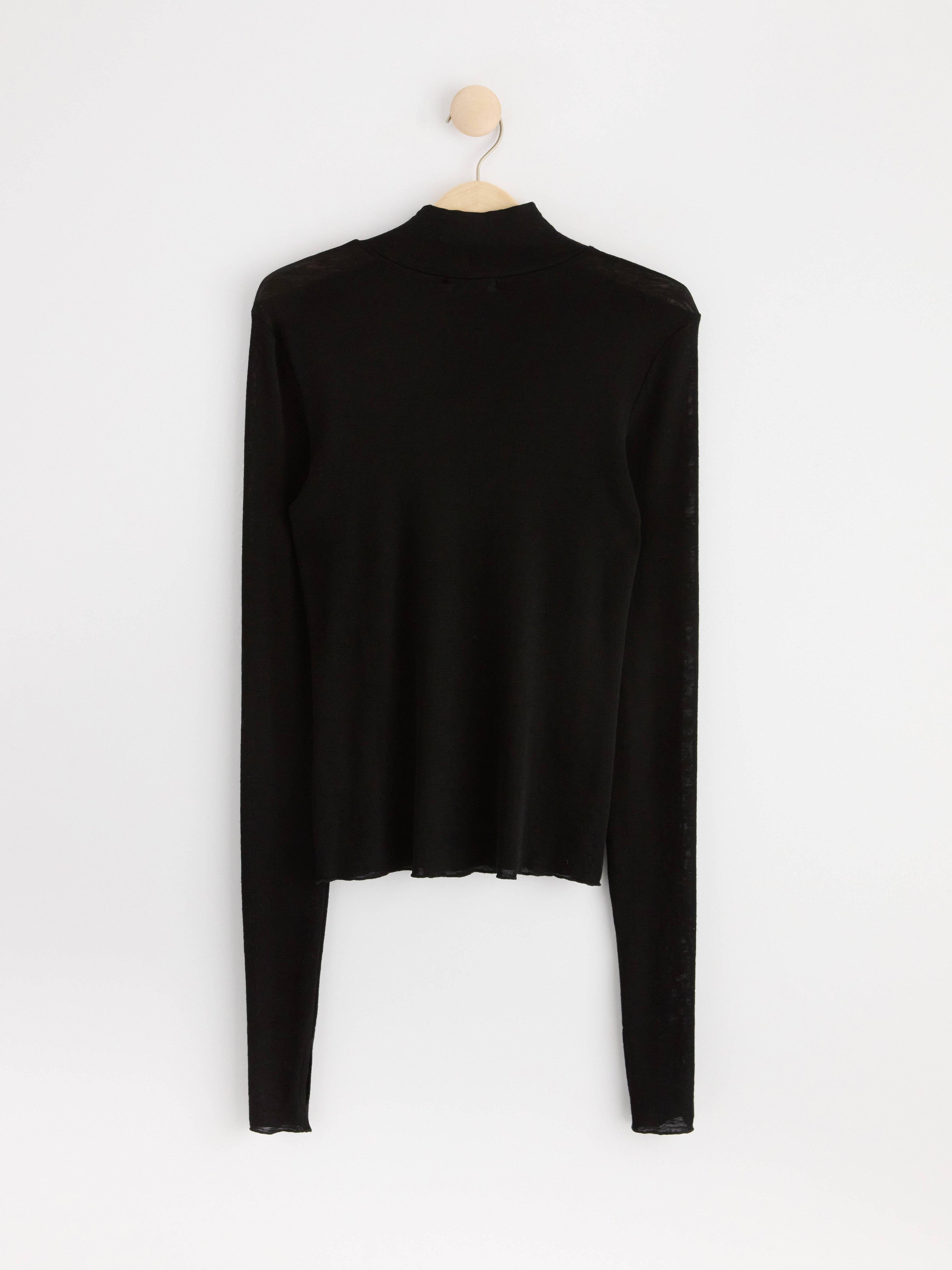 Long sleeve top in merino wool Black