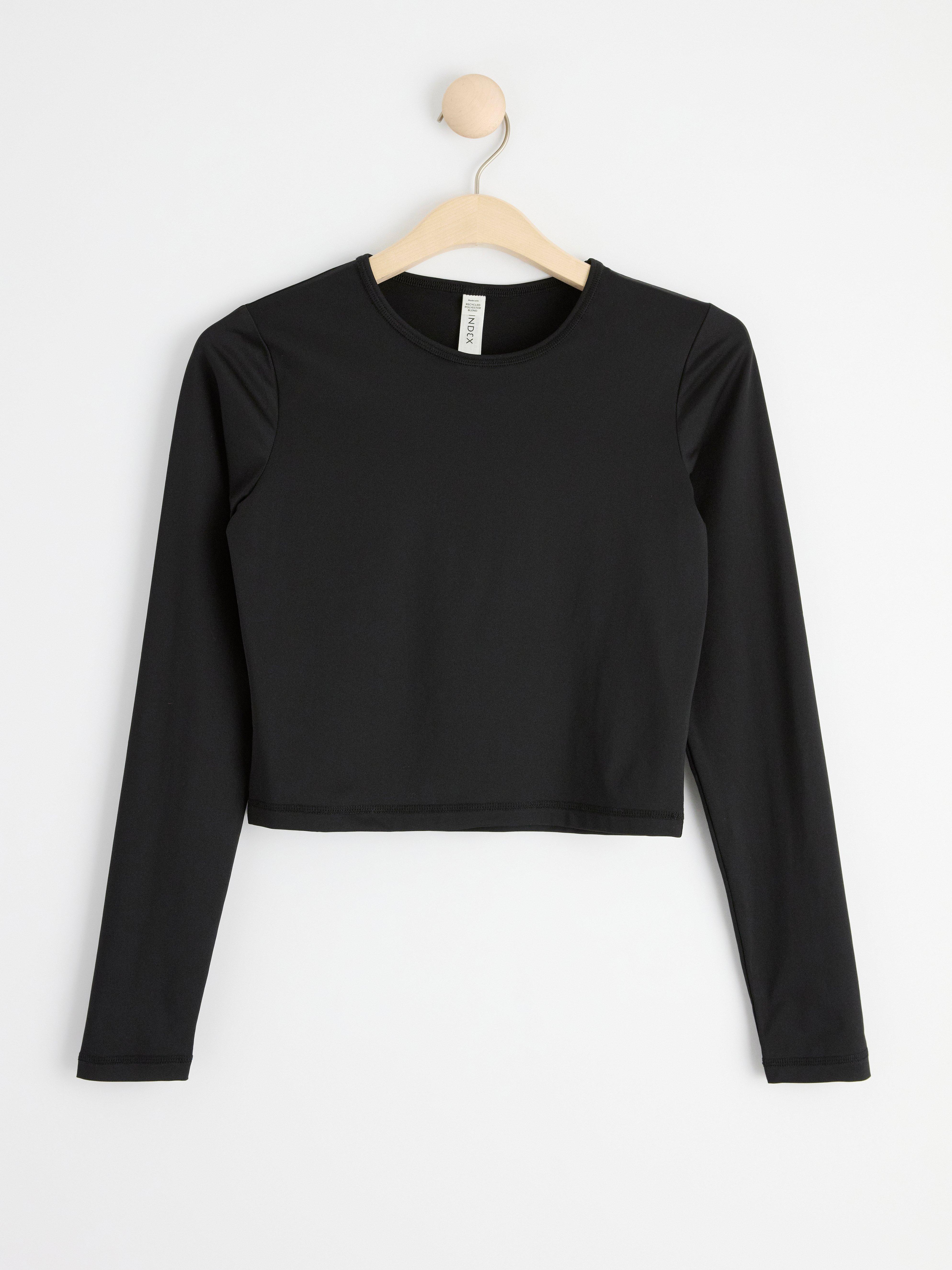 Cropped long sleeve sports top Black