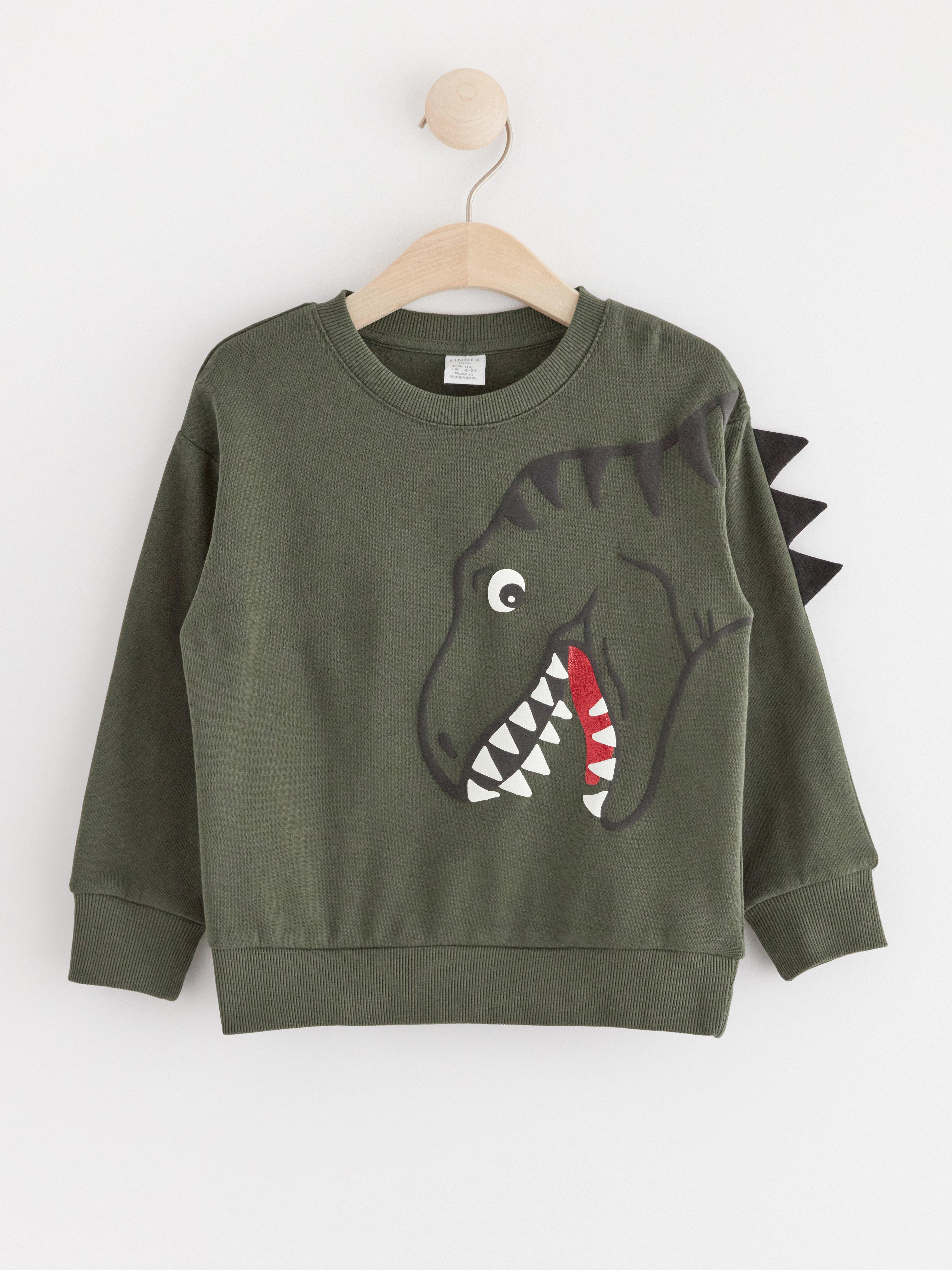 Sweatshirt with dinosaur Dark Khaki Green