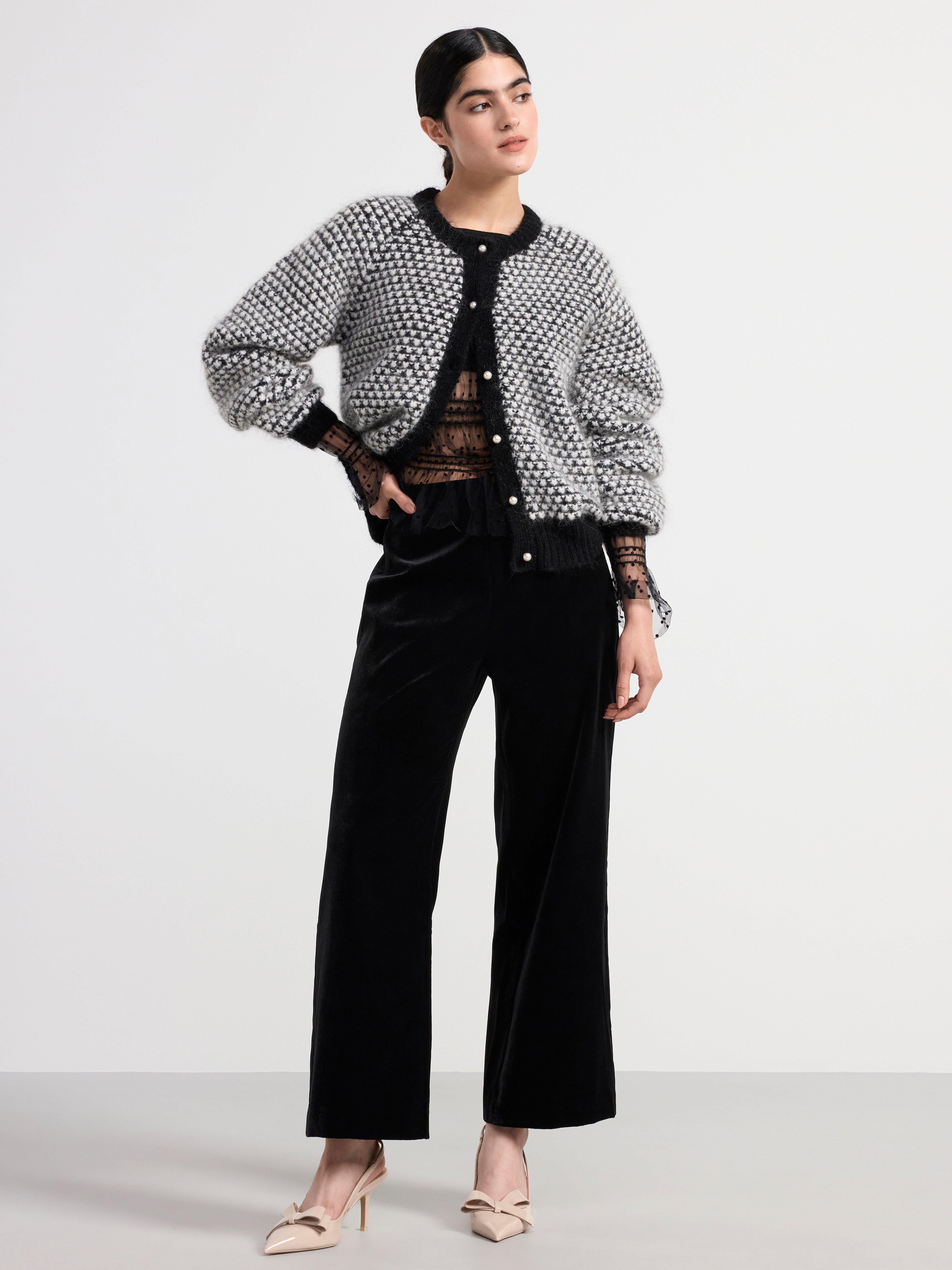 Knitted cardigan in mohair blend Black