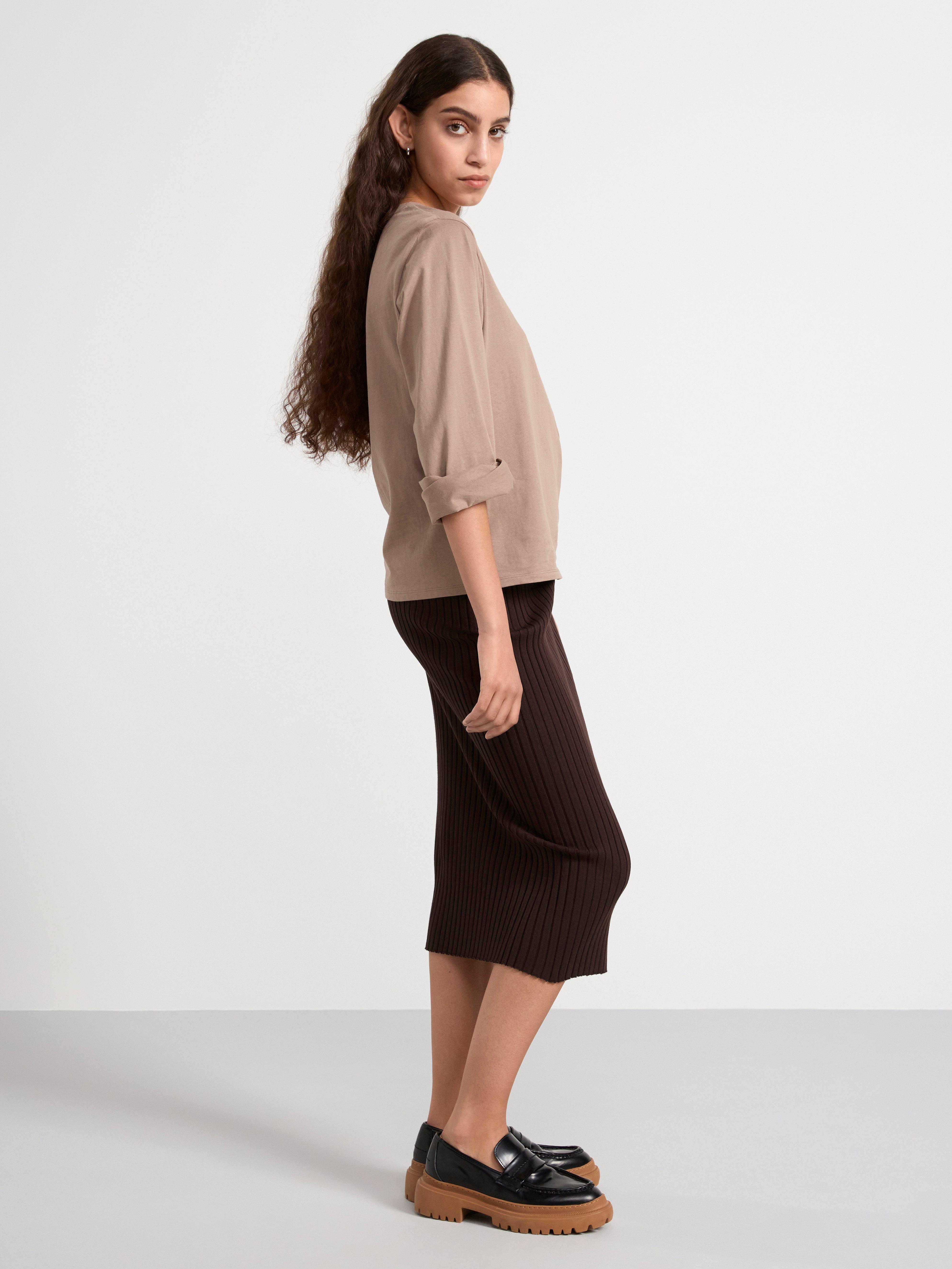 Ribbed midi skirt Brown