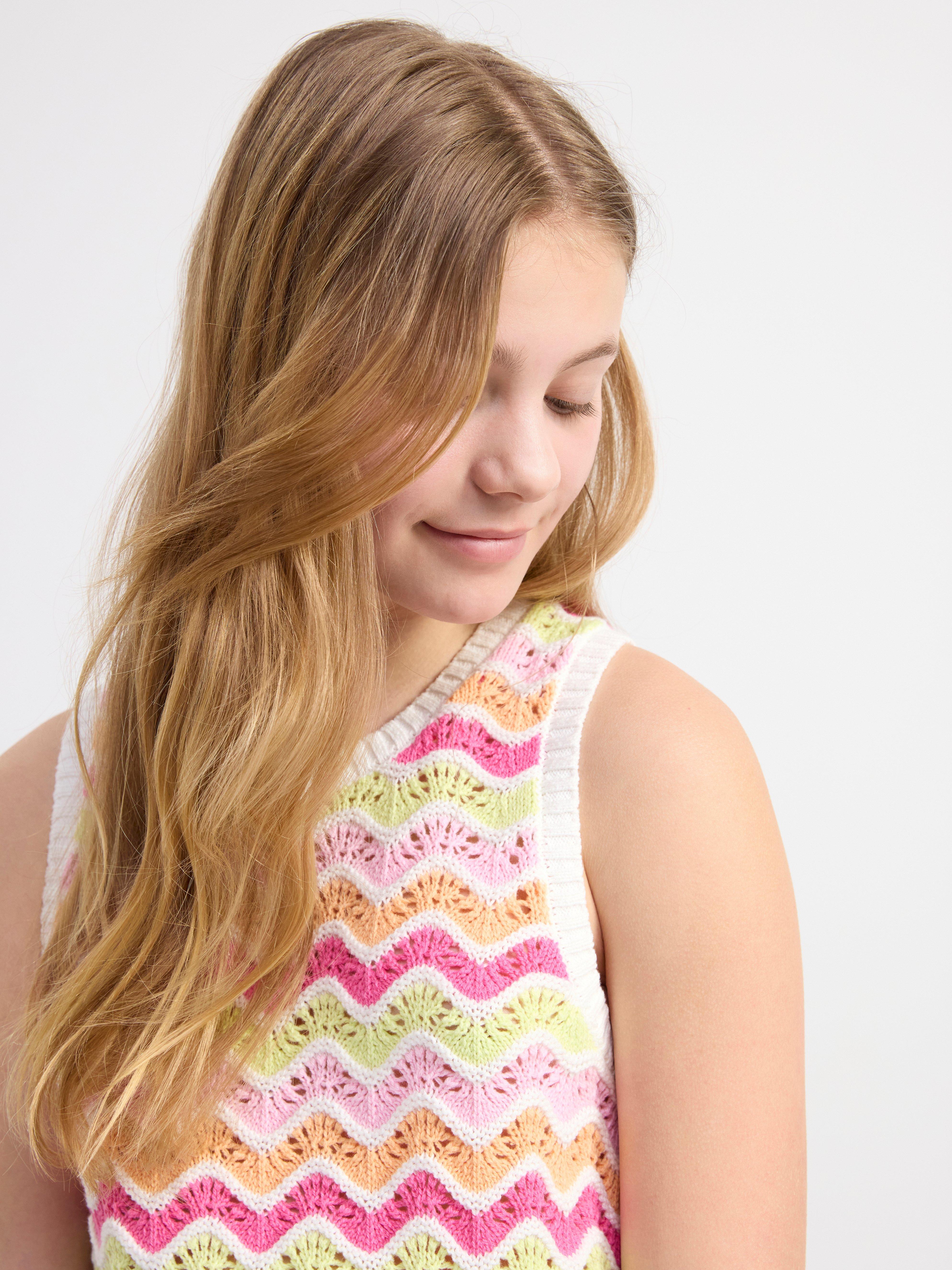 Sleeveless knitted top Light Dusty White