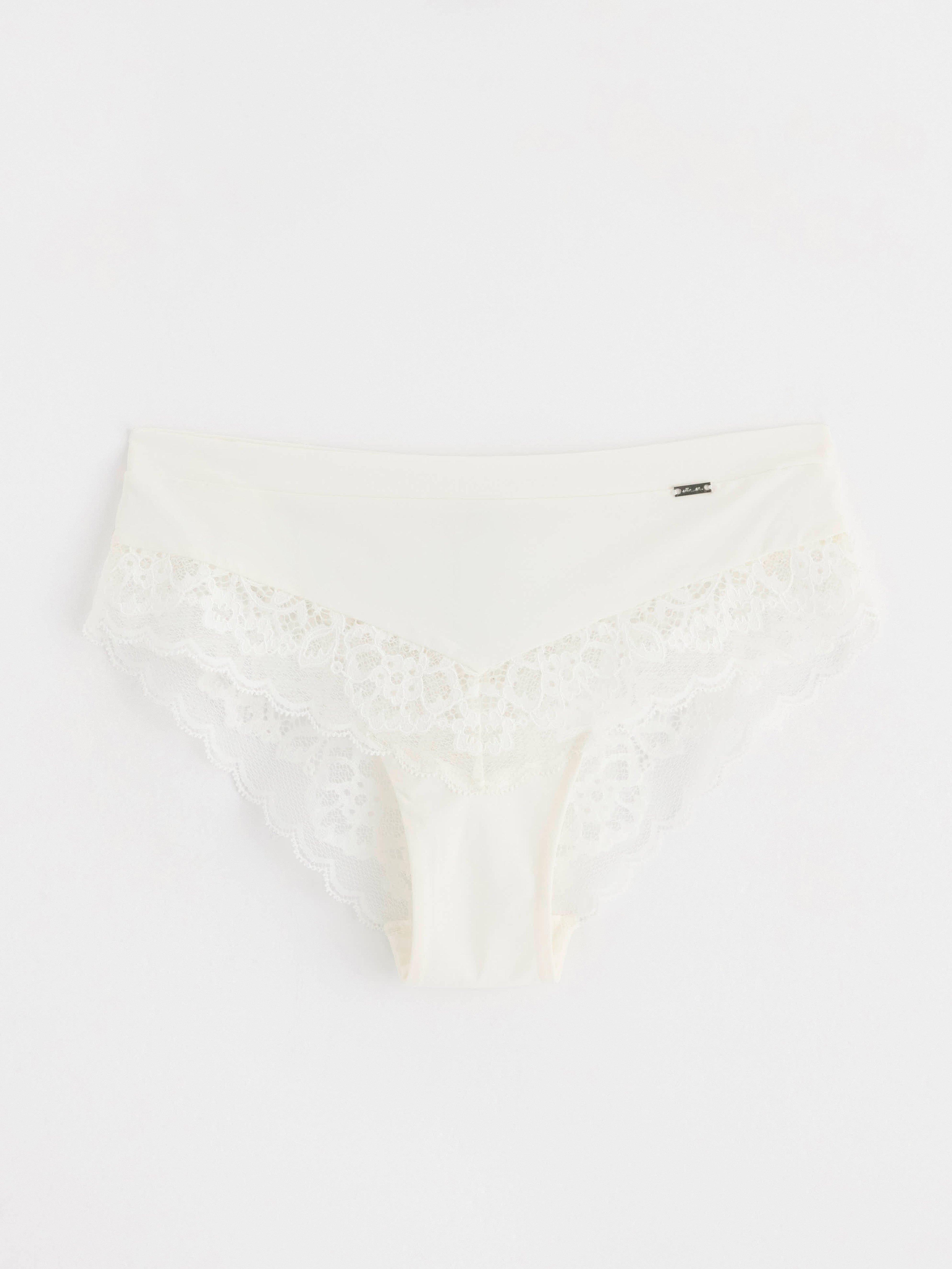 Brazilian briefs low waist with lace Light White