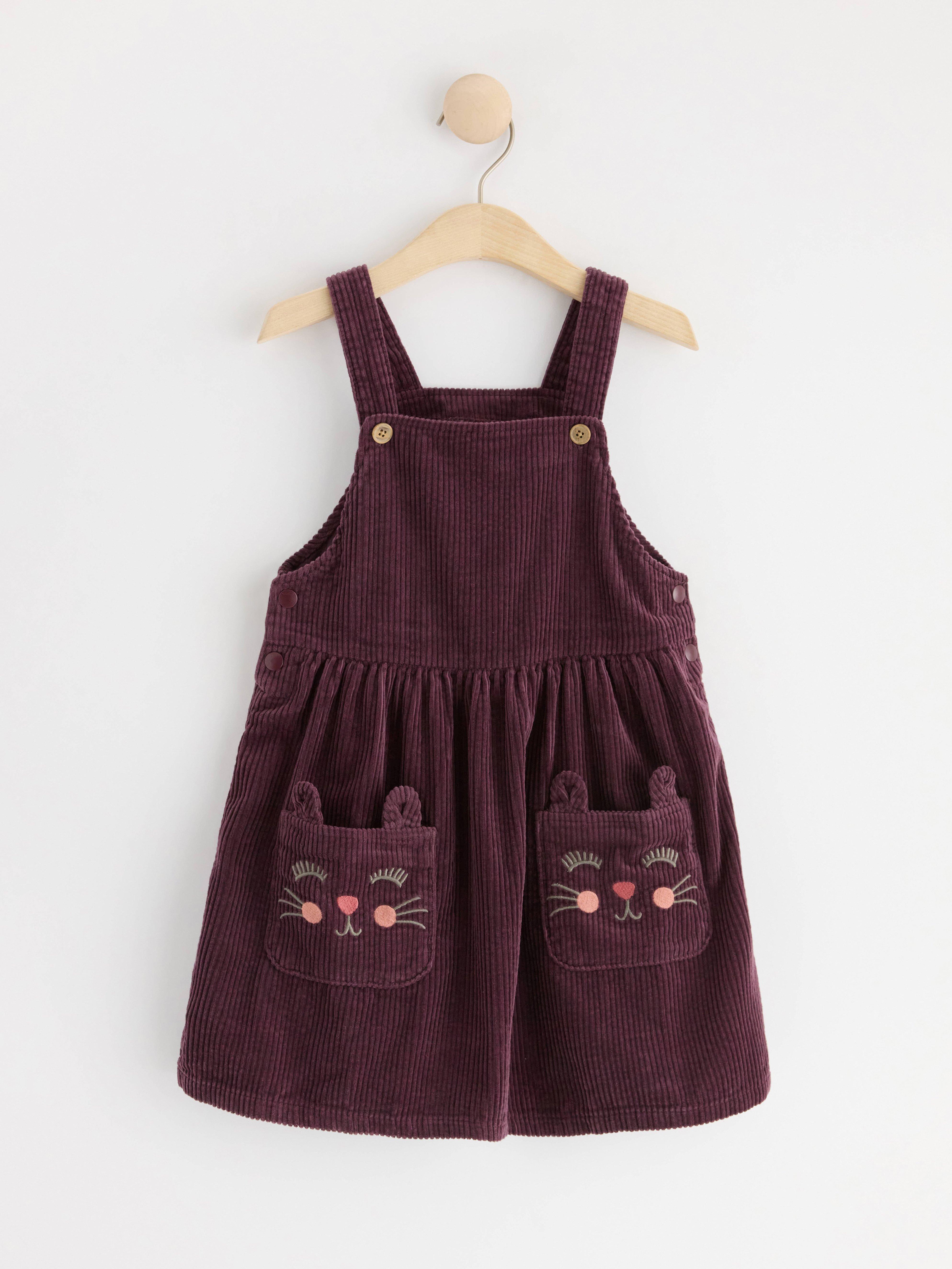 Bib dress in corduroy Dark Lilac