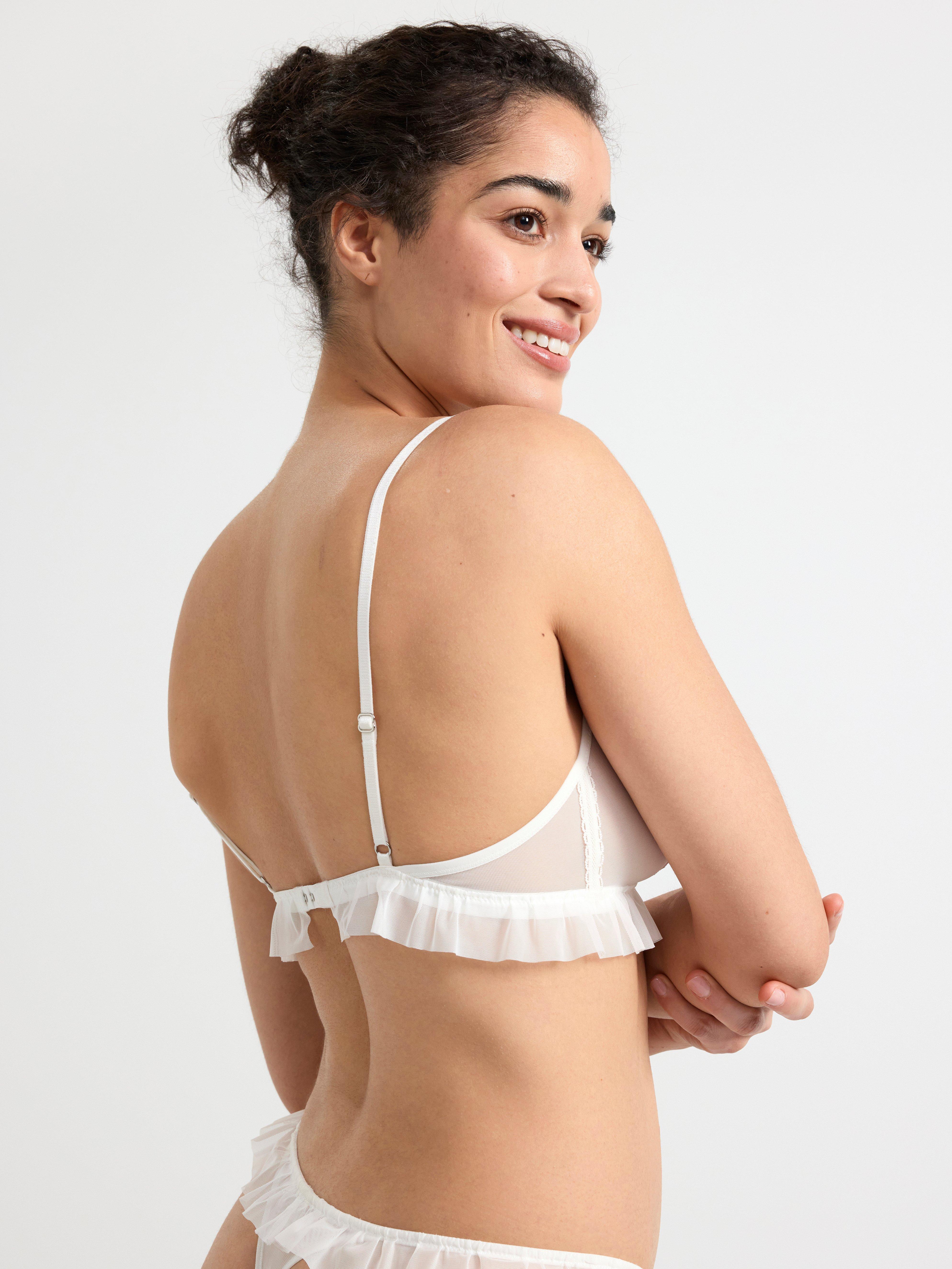 Unpadded bralette with lace Light White