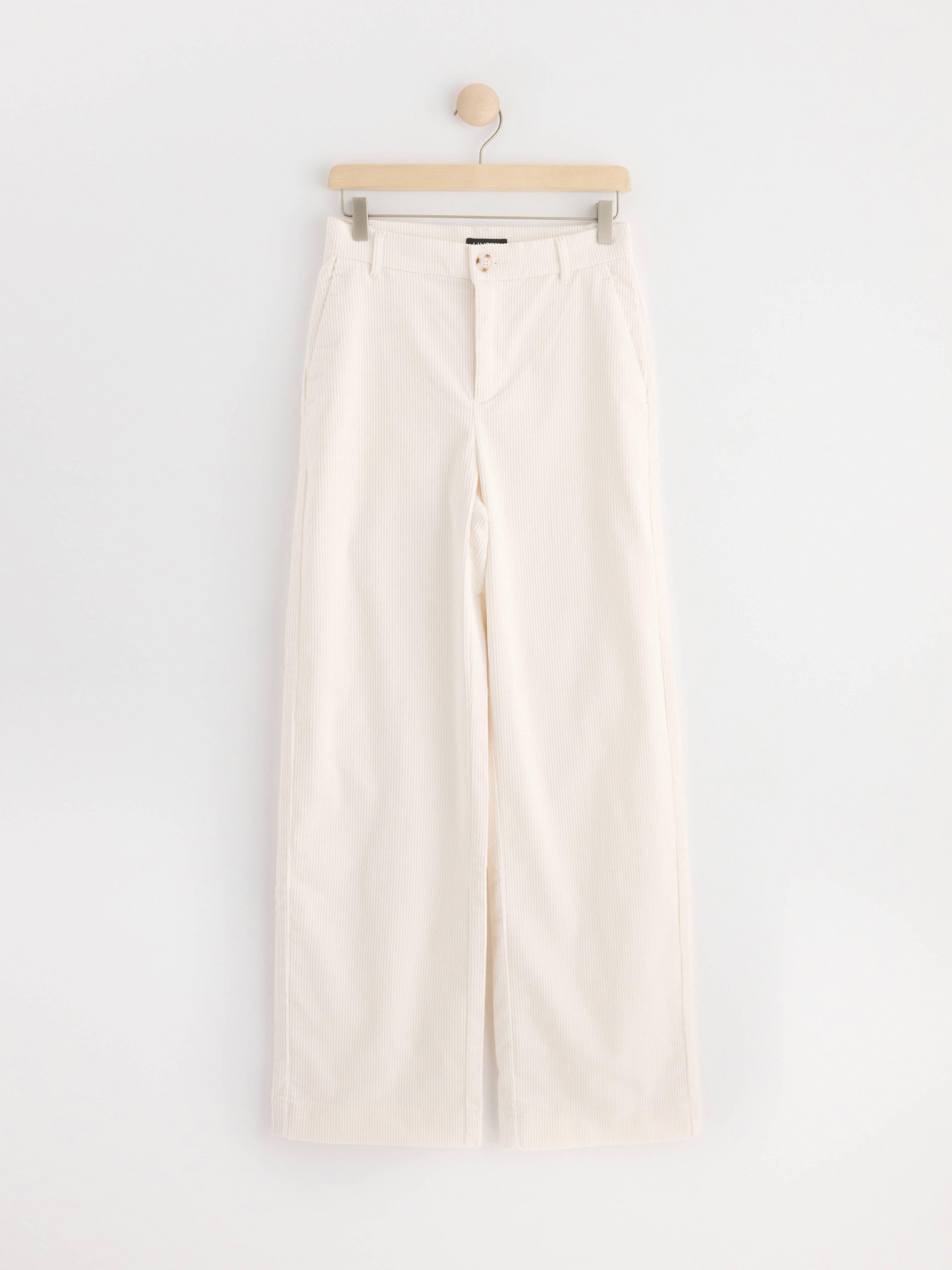 Trousers in corduroy with wide legs Light White