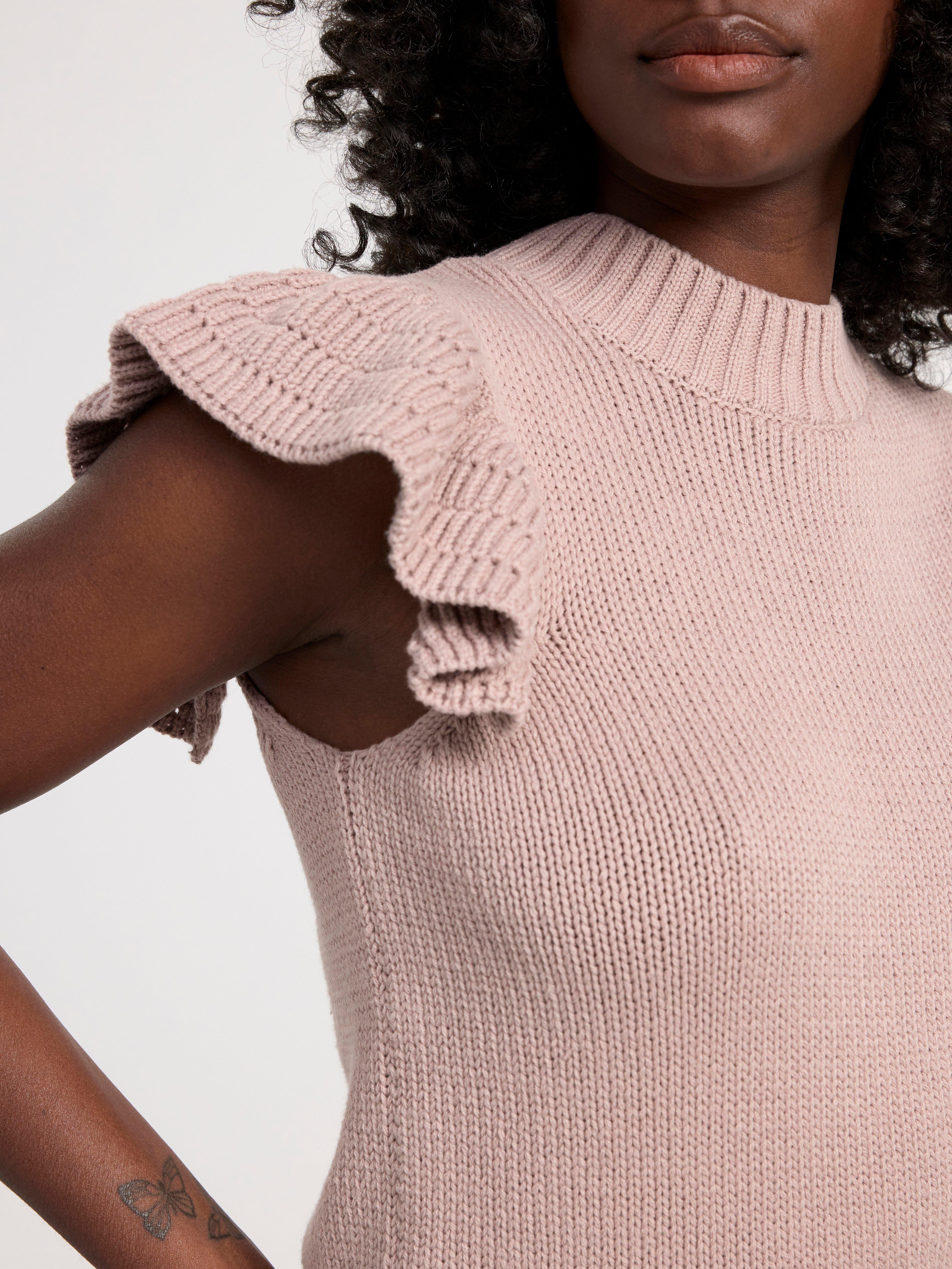 Knitted jumper with flounce sleeves Light Dusty Lilac