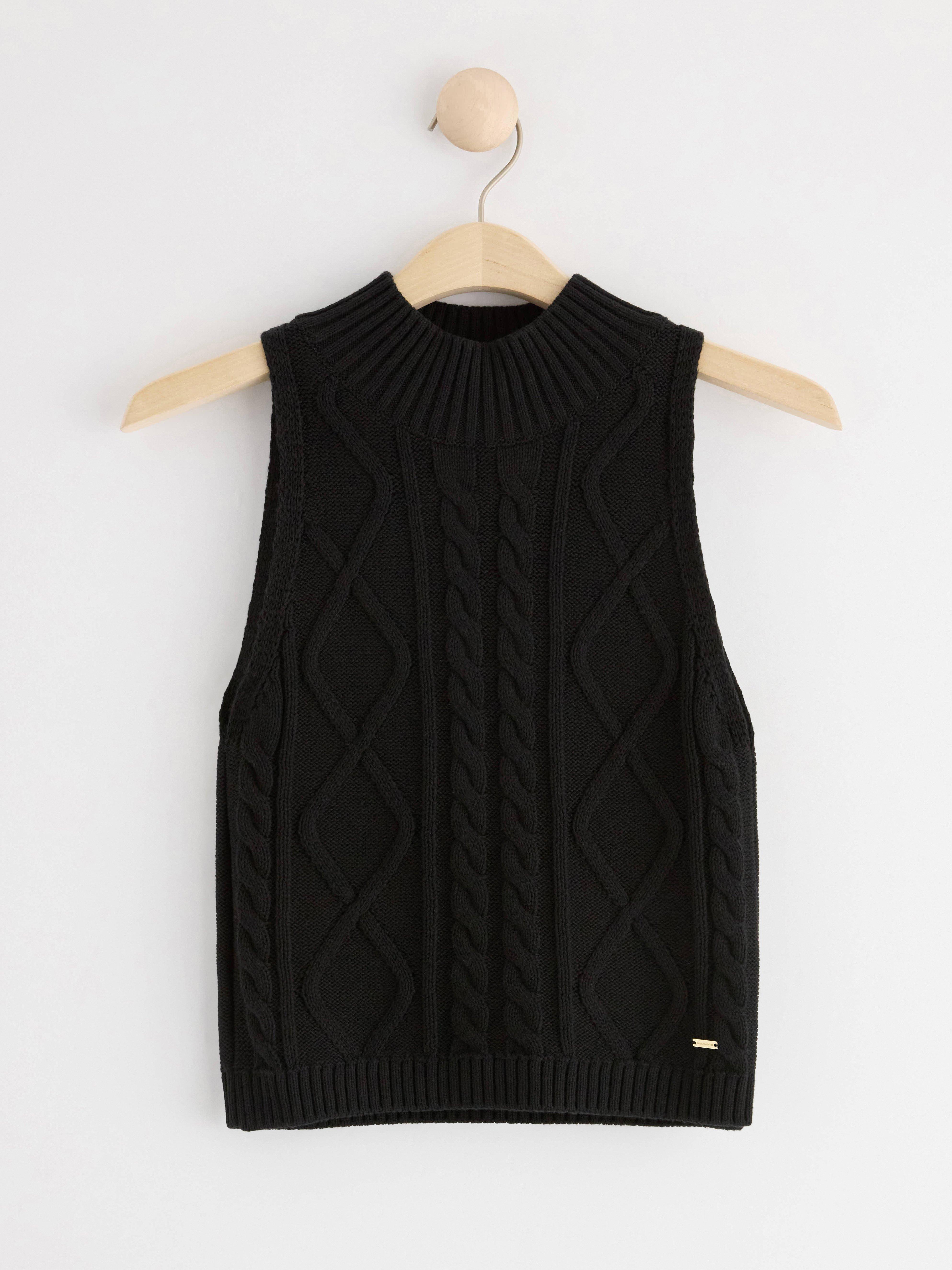 Sleeveless knitted top Black