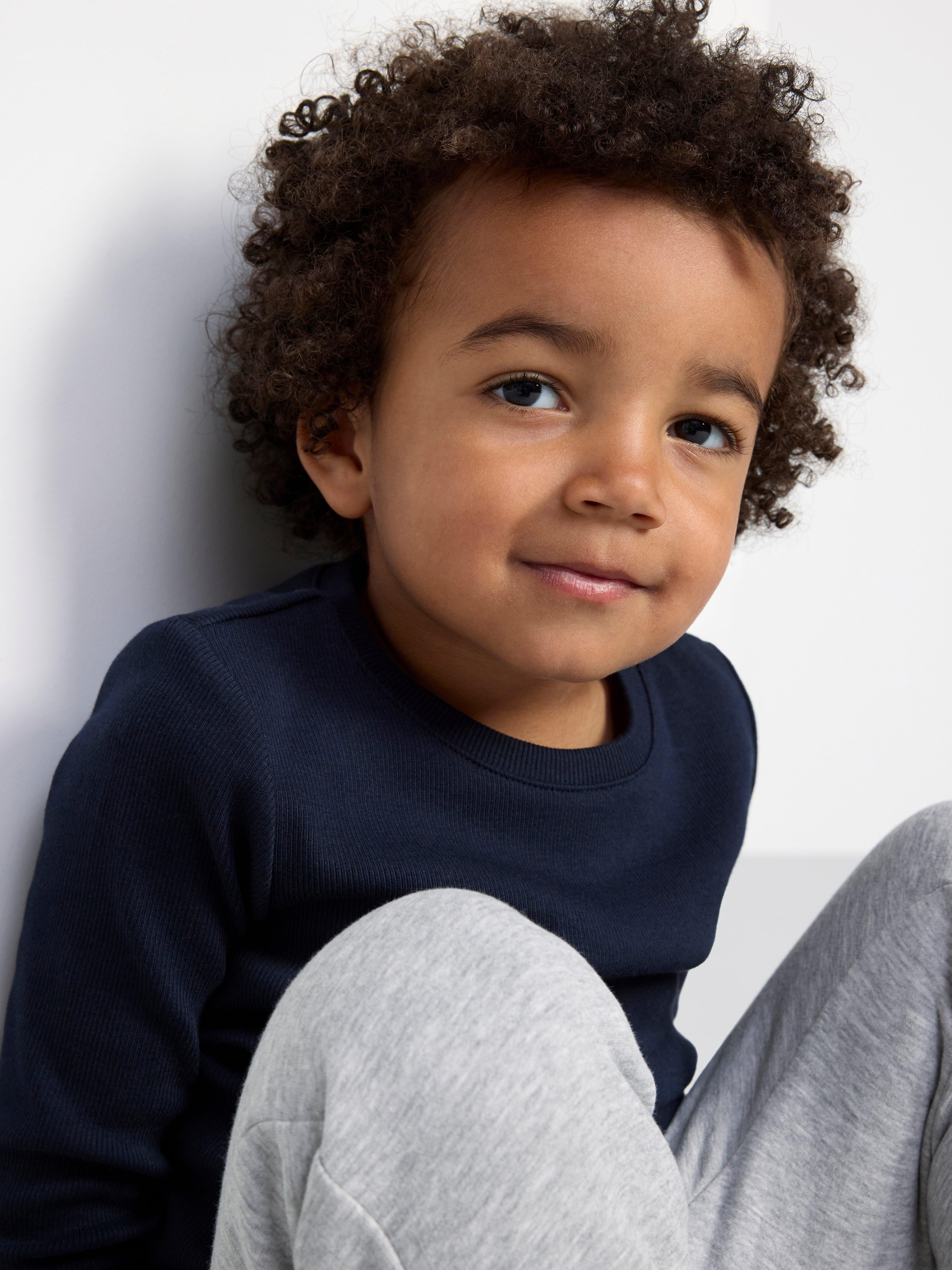 Ribbed long sleeve top Dark Navy