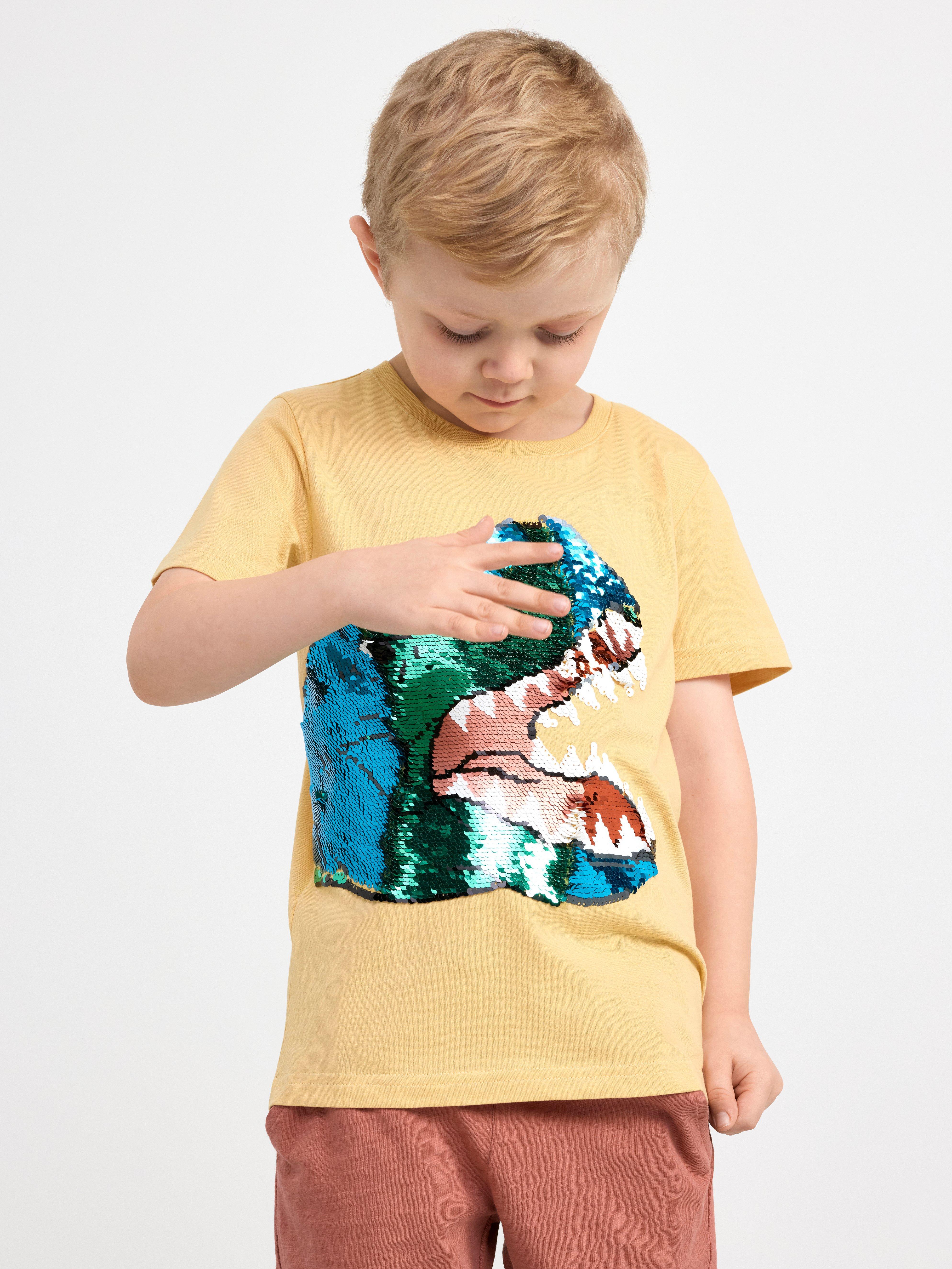 T-shirt with reversible sequins Light Dusty Yellow