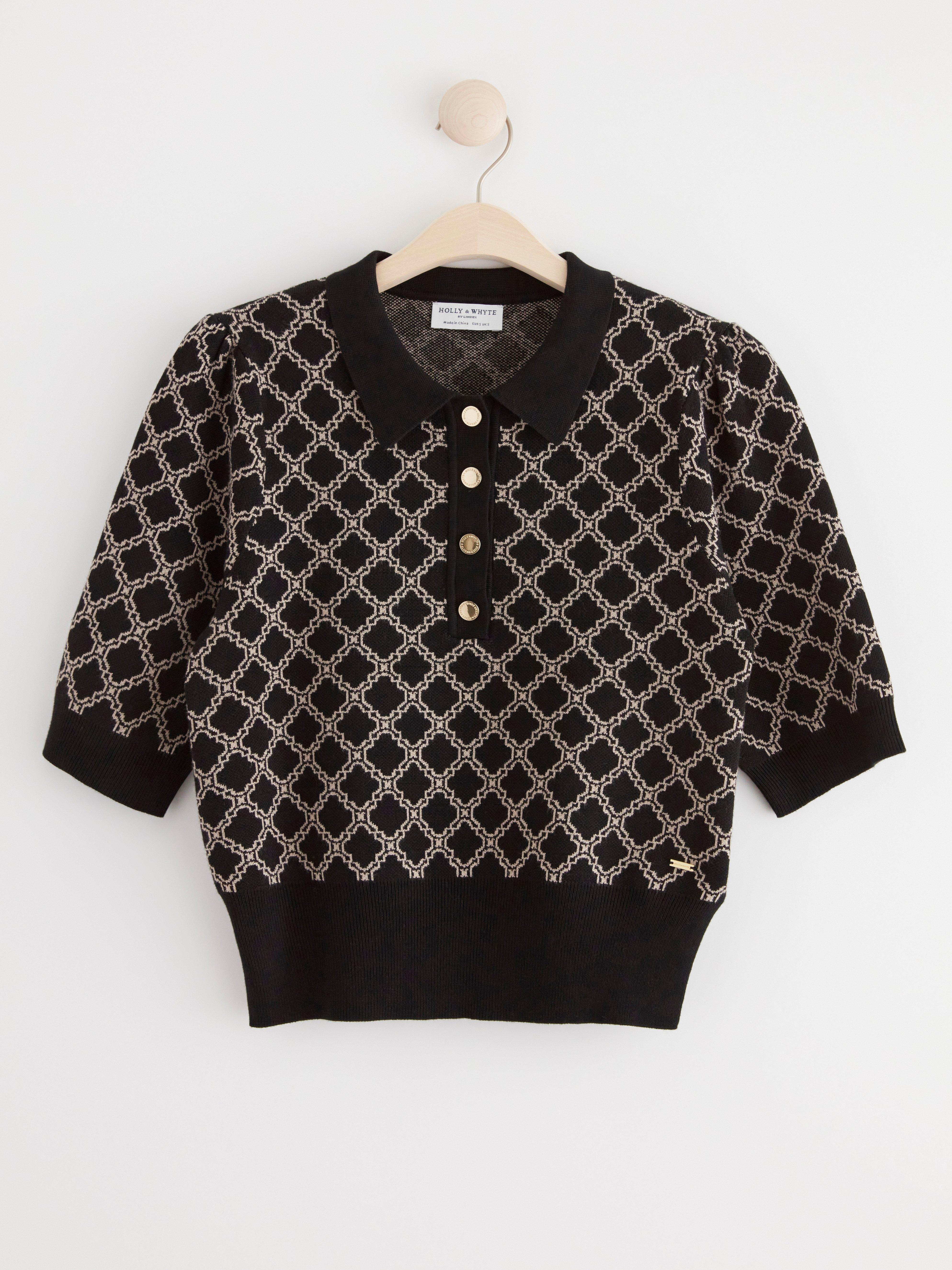 Short sleeve knitted jumper Black