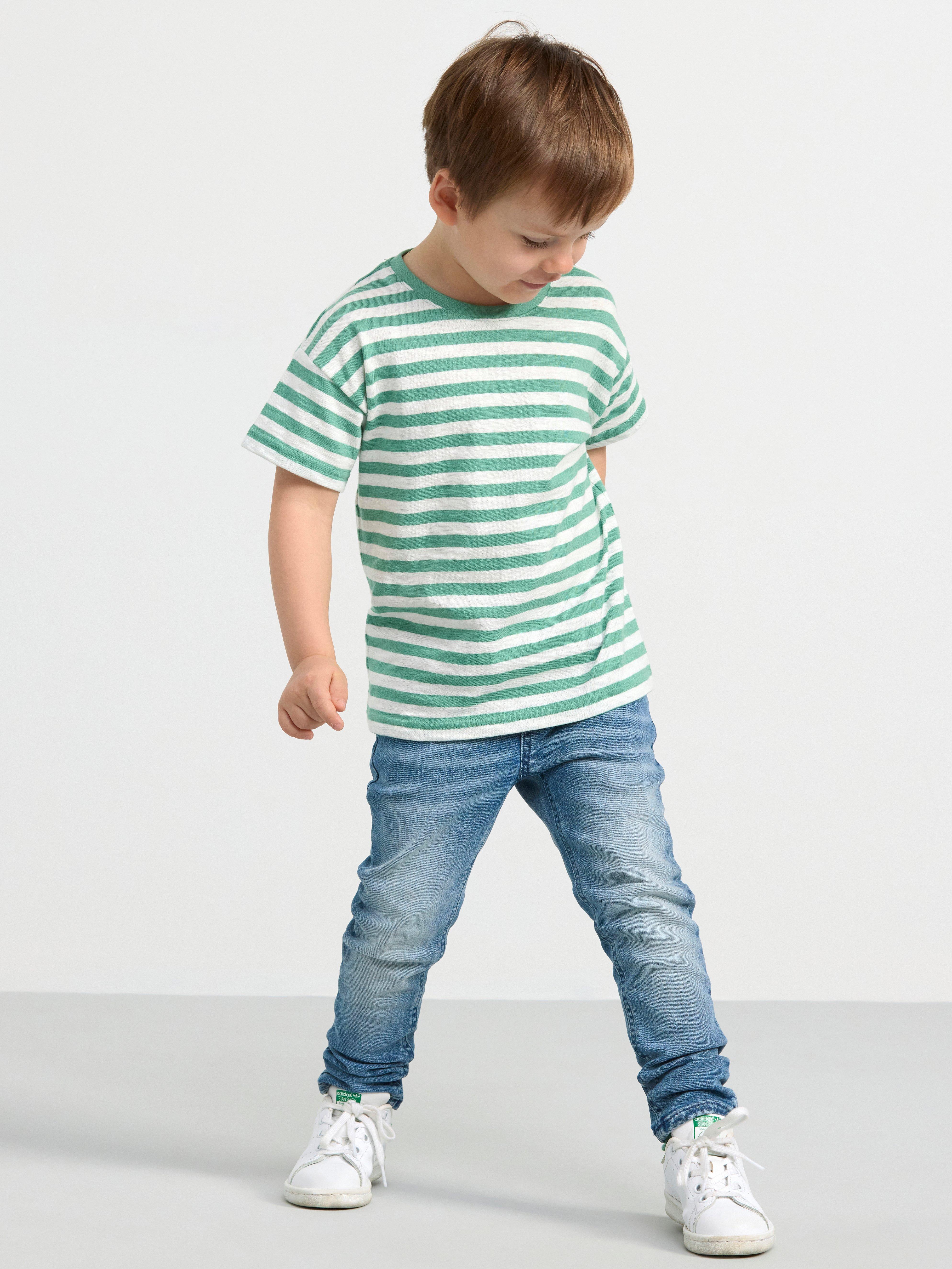 Short sleeve top with stripes Dusty Green