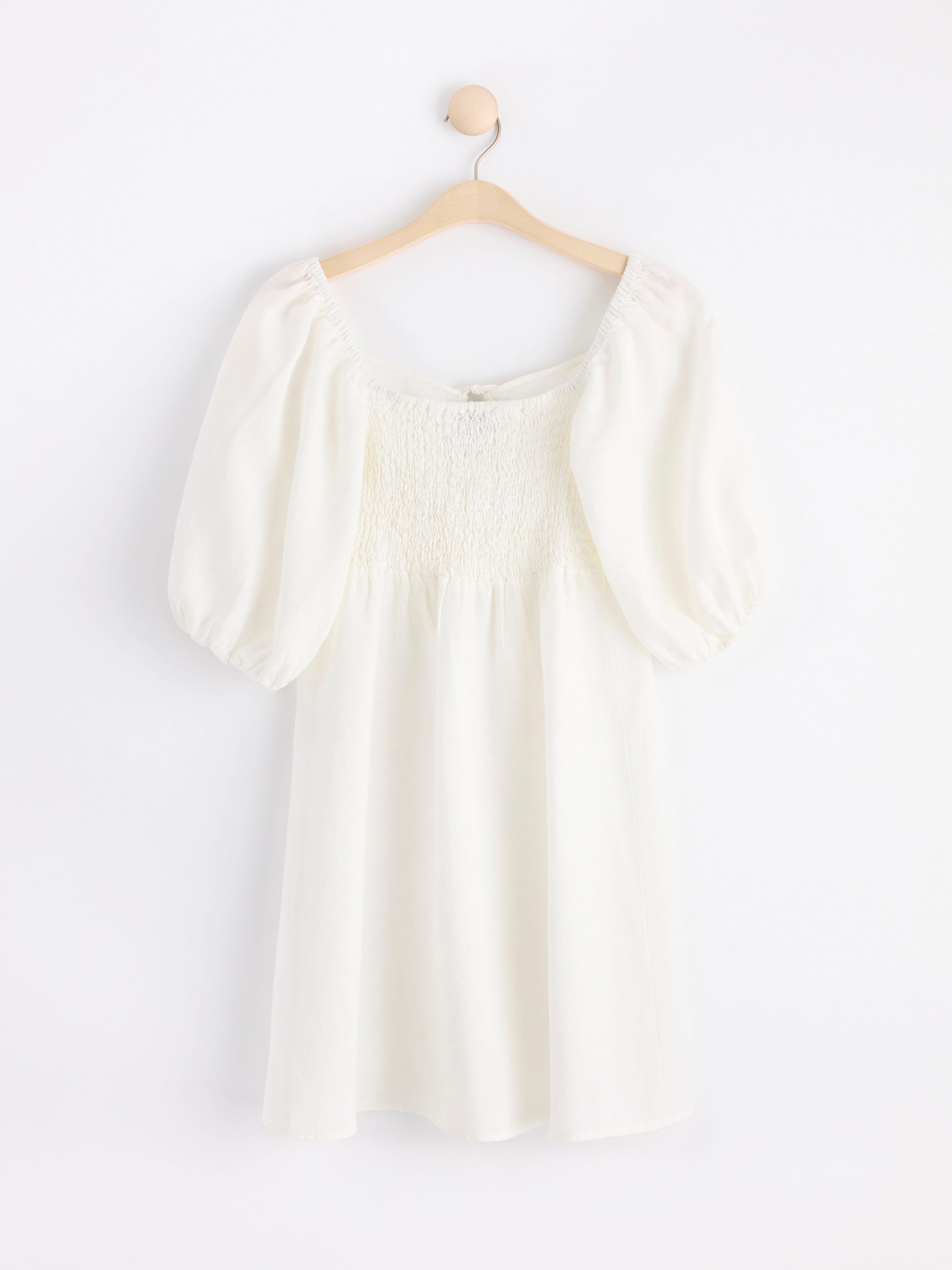 Linen mini dress White