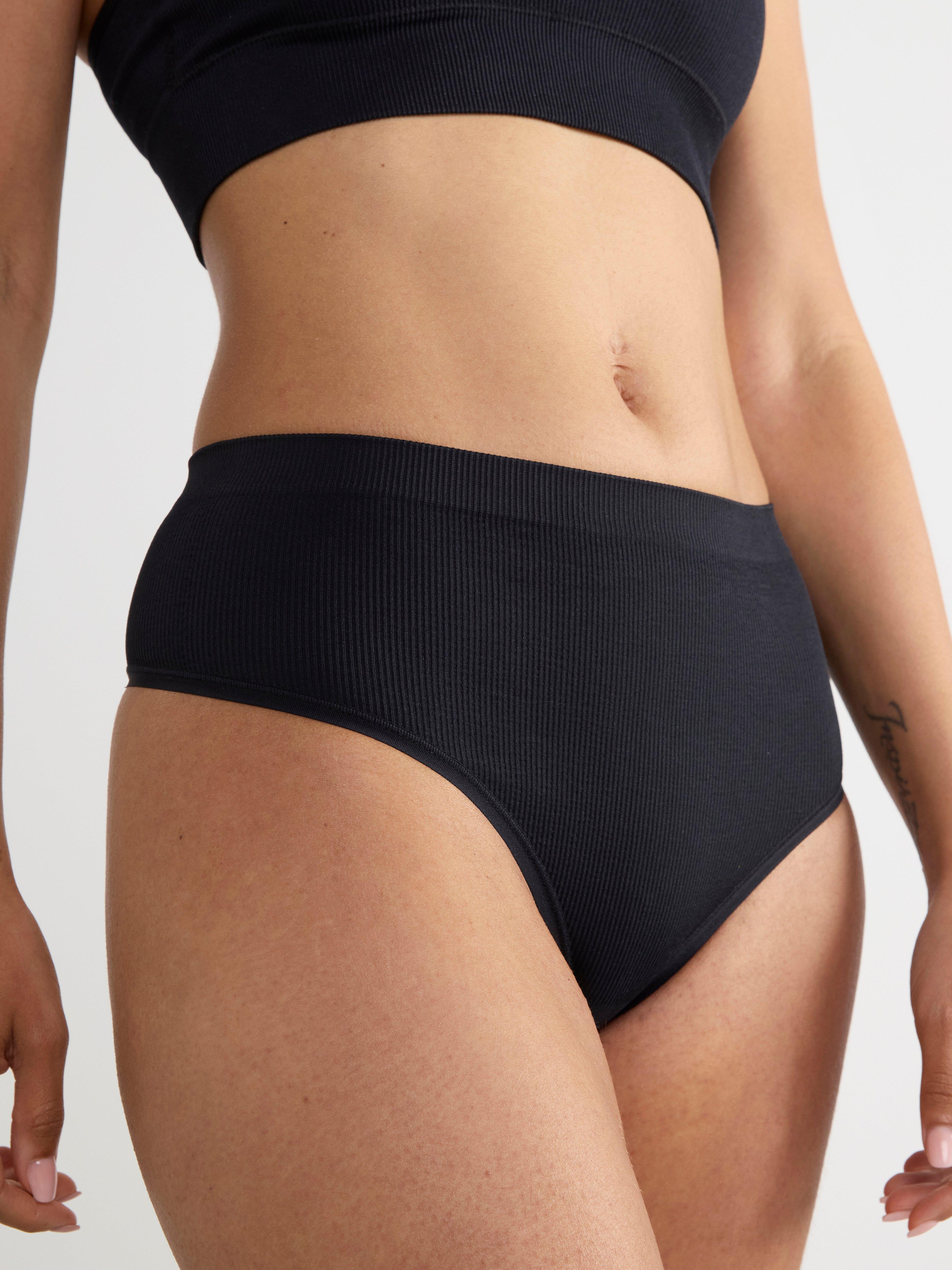 Thong high ribbed Black