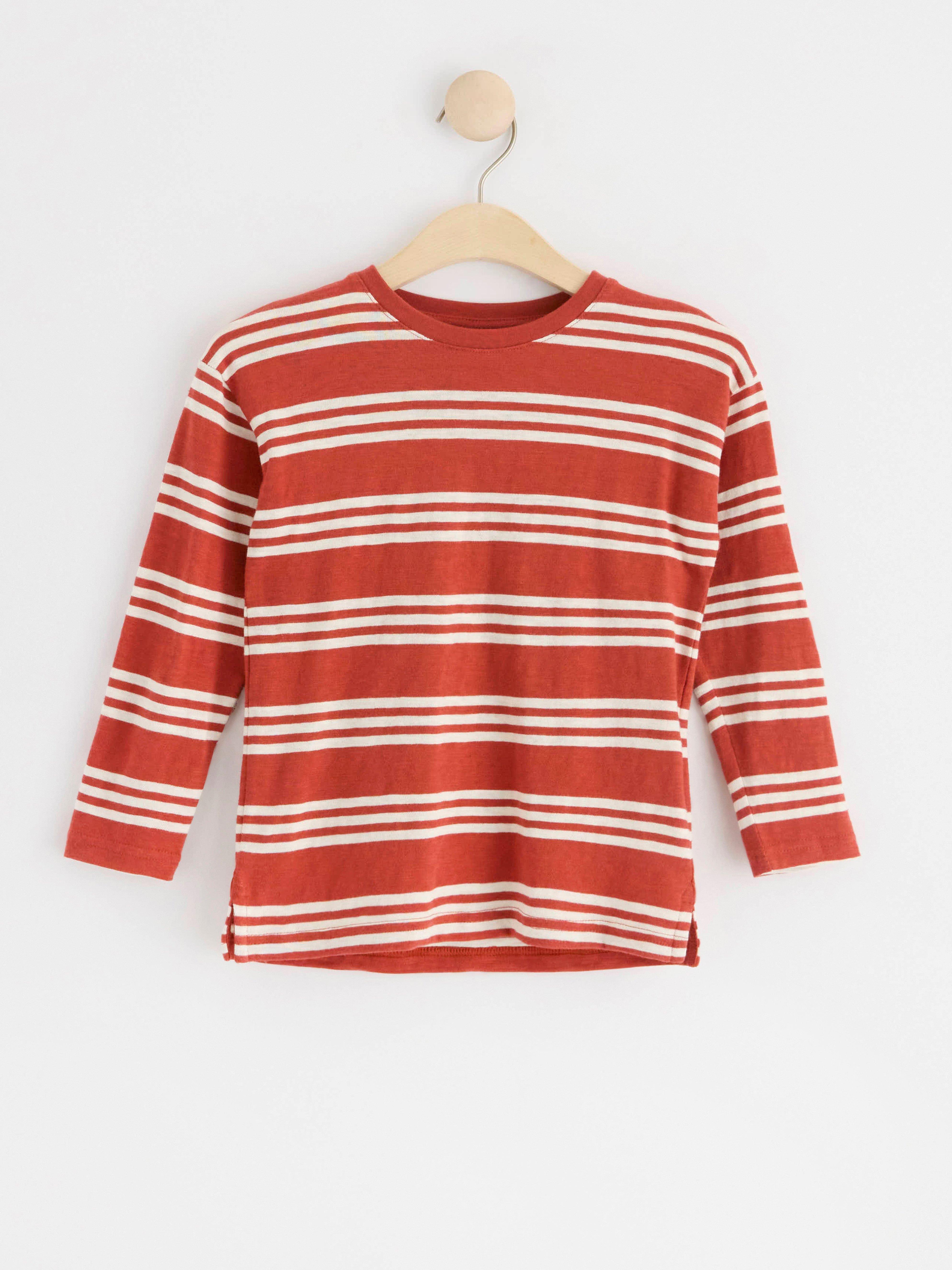Long sleeve top with stripes Dark Dusty Red