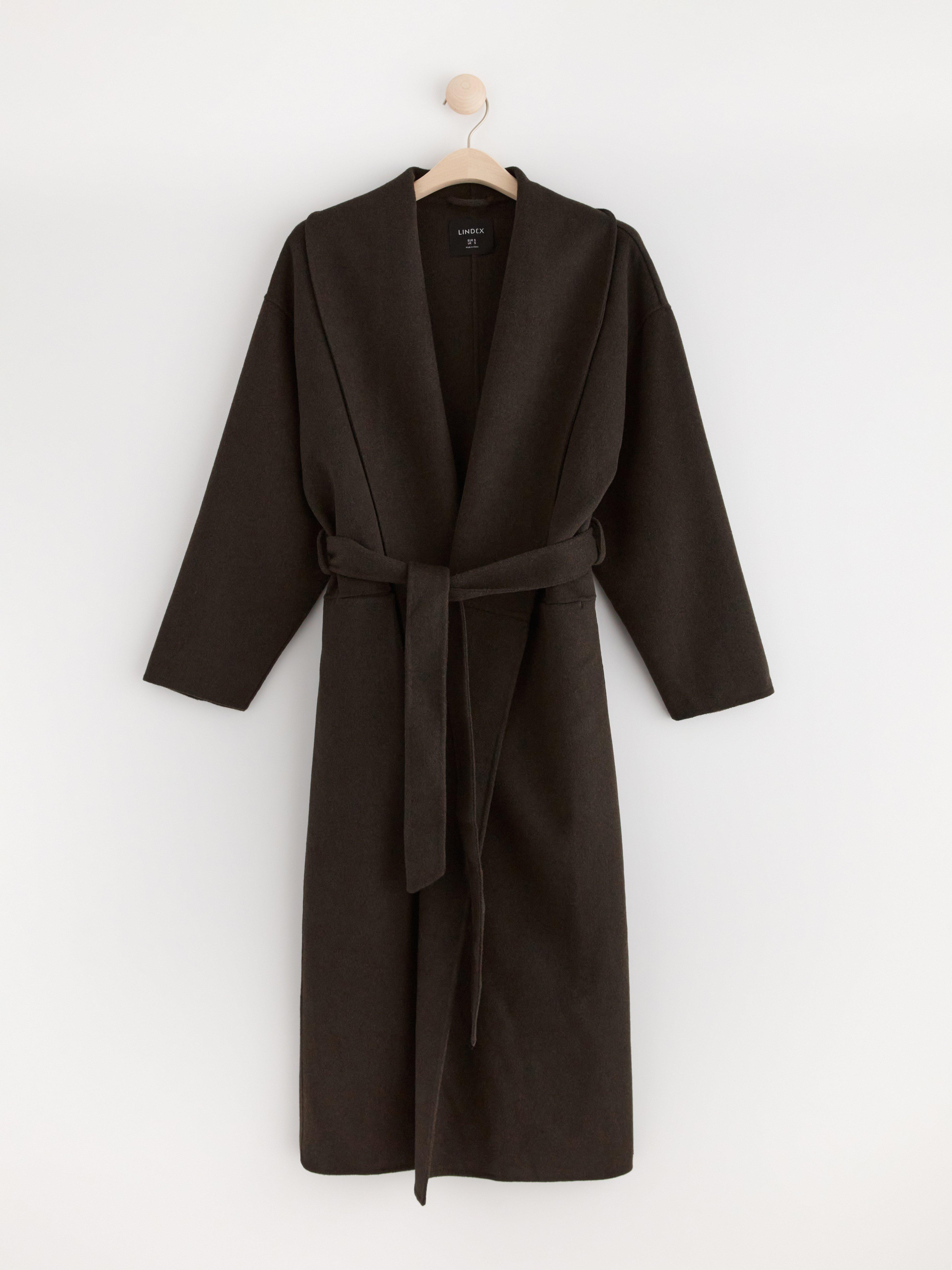 Coat in wool blend Dark Brown