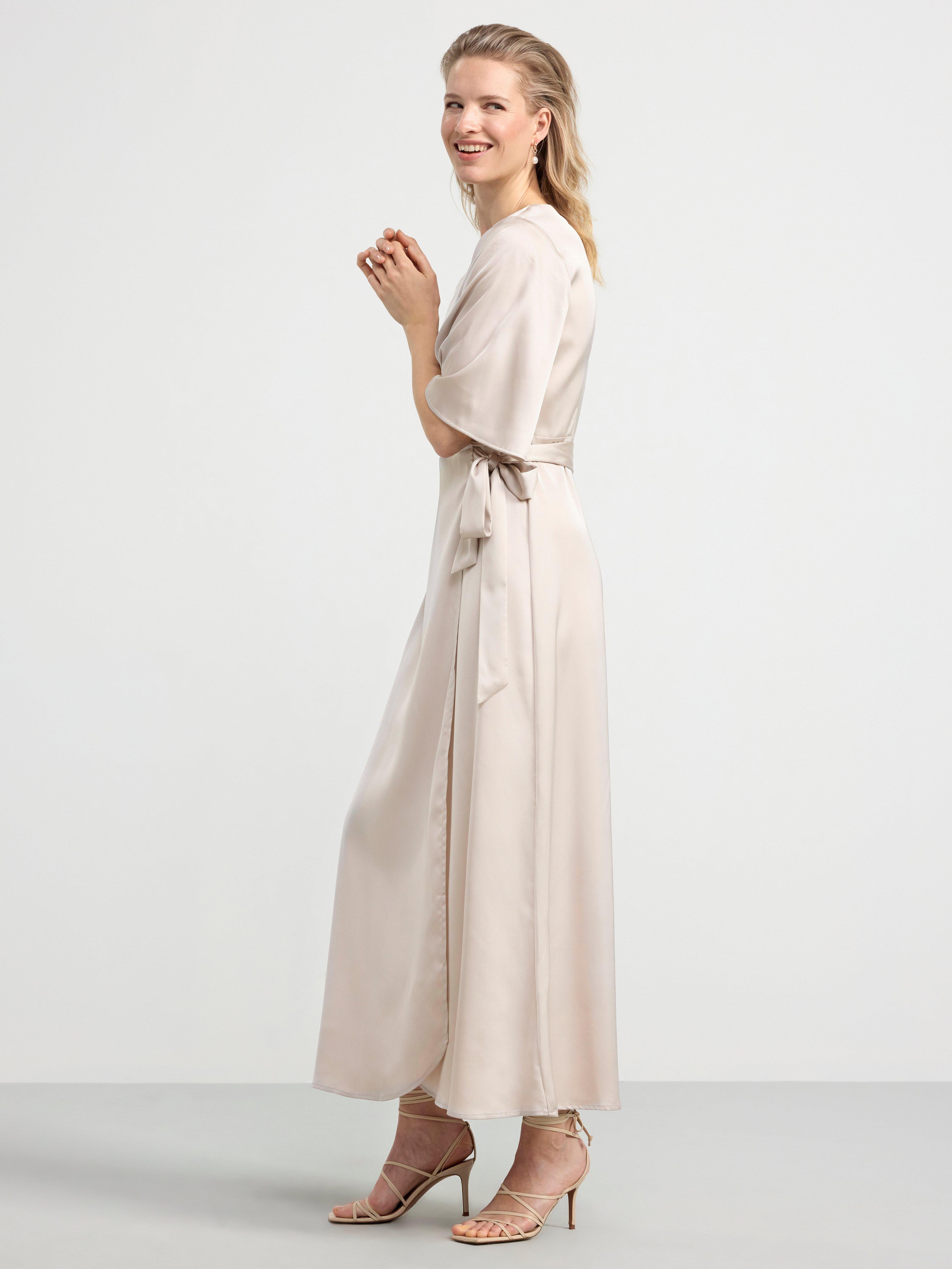 Satin wrap dress Light Dusty Grey