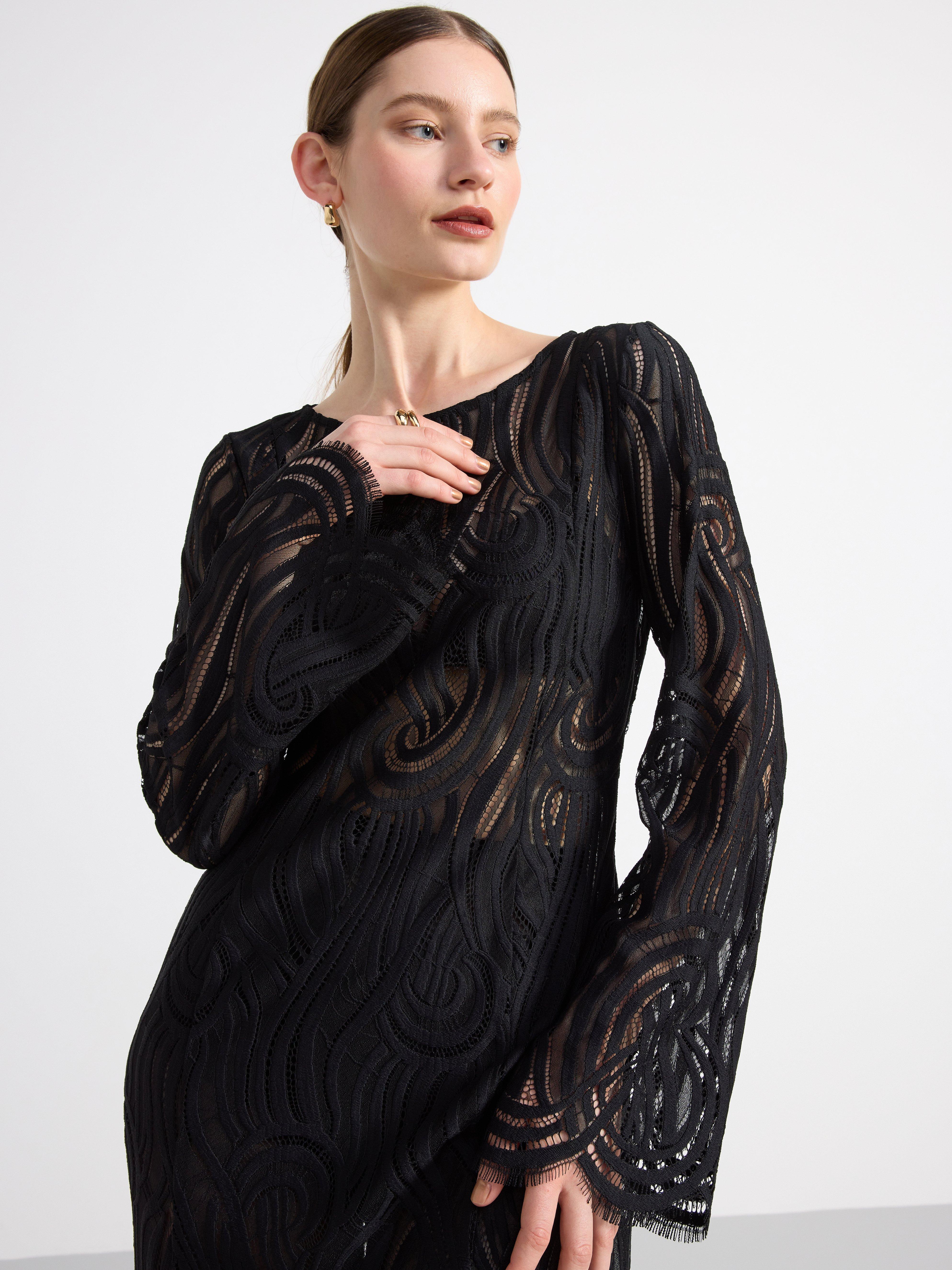 Maxi dress in lace Black