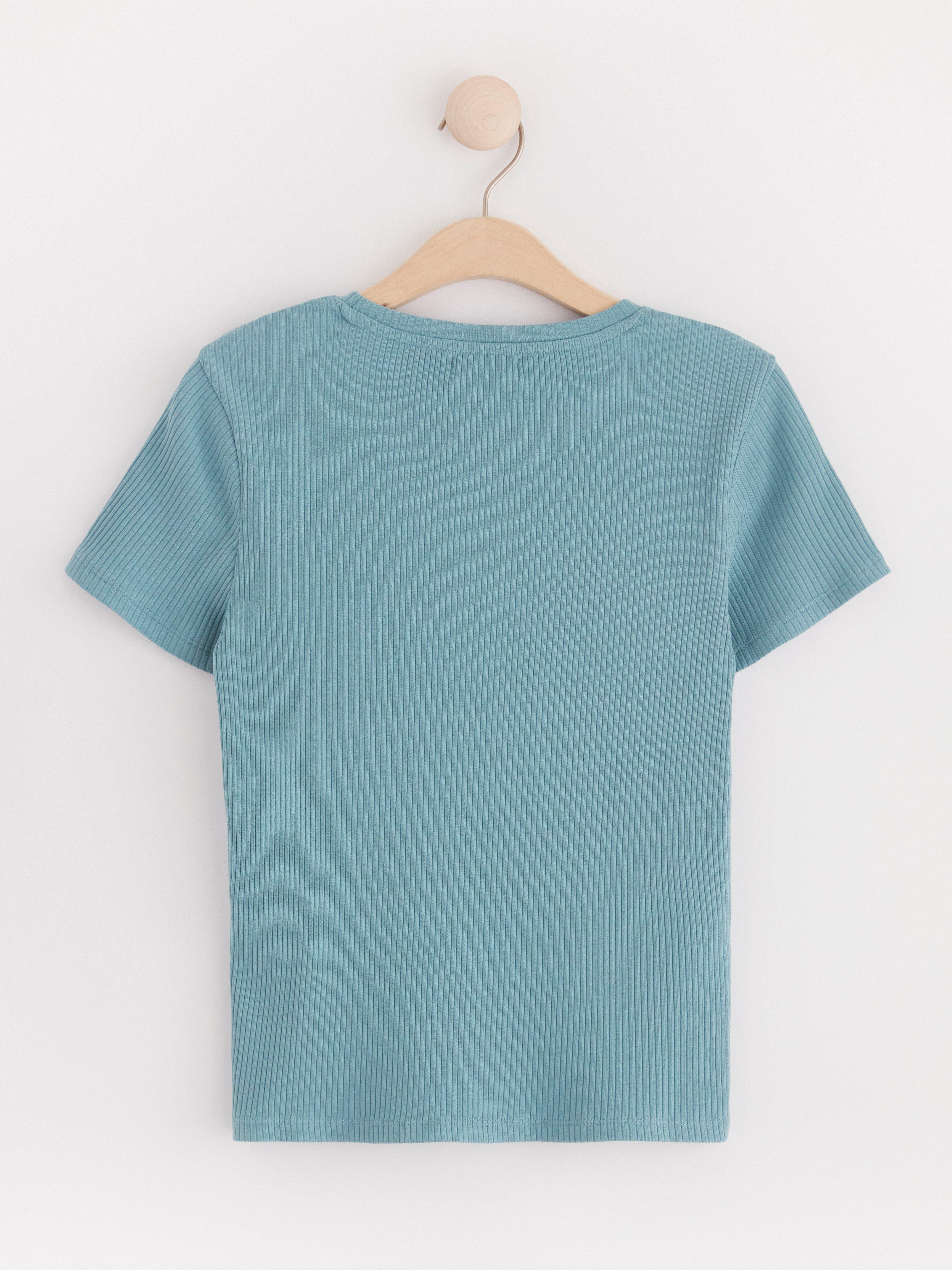 Ribbed short sleeve top Dusty Blue