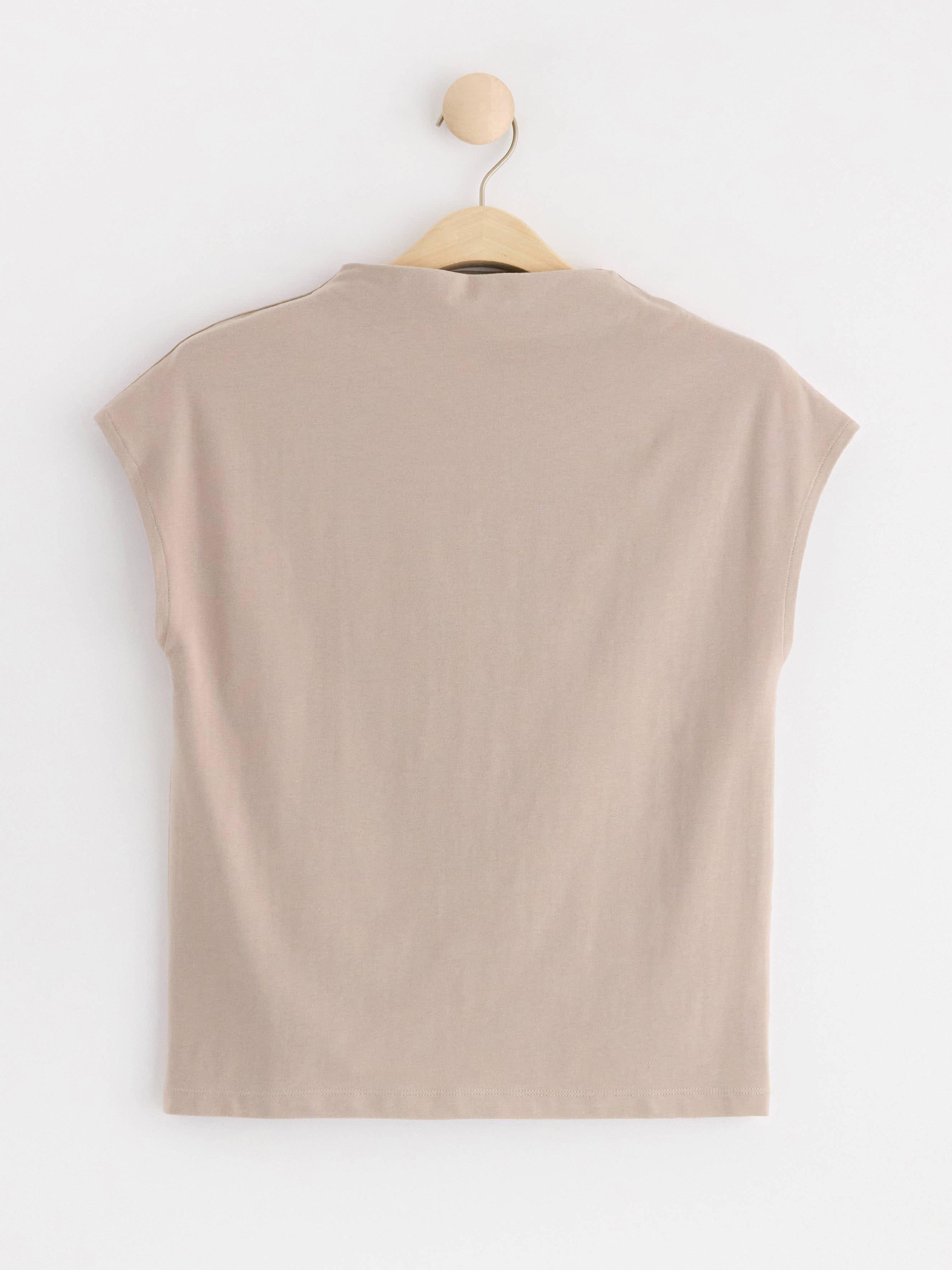 Short sleeve fitted top Light Dusty Beige
