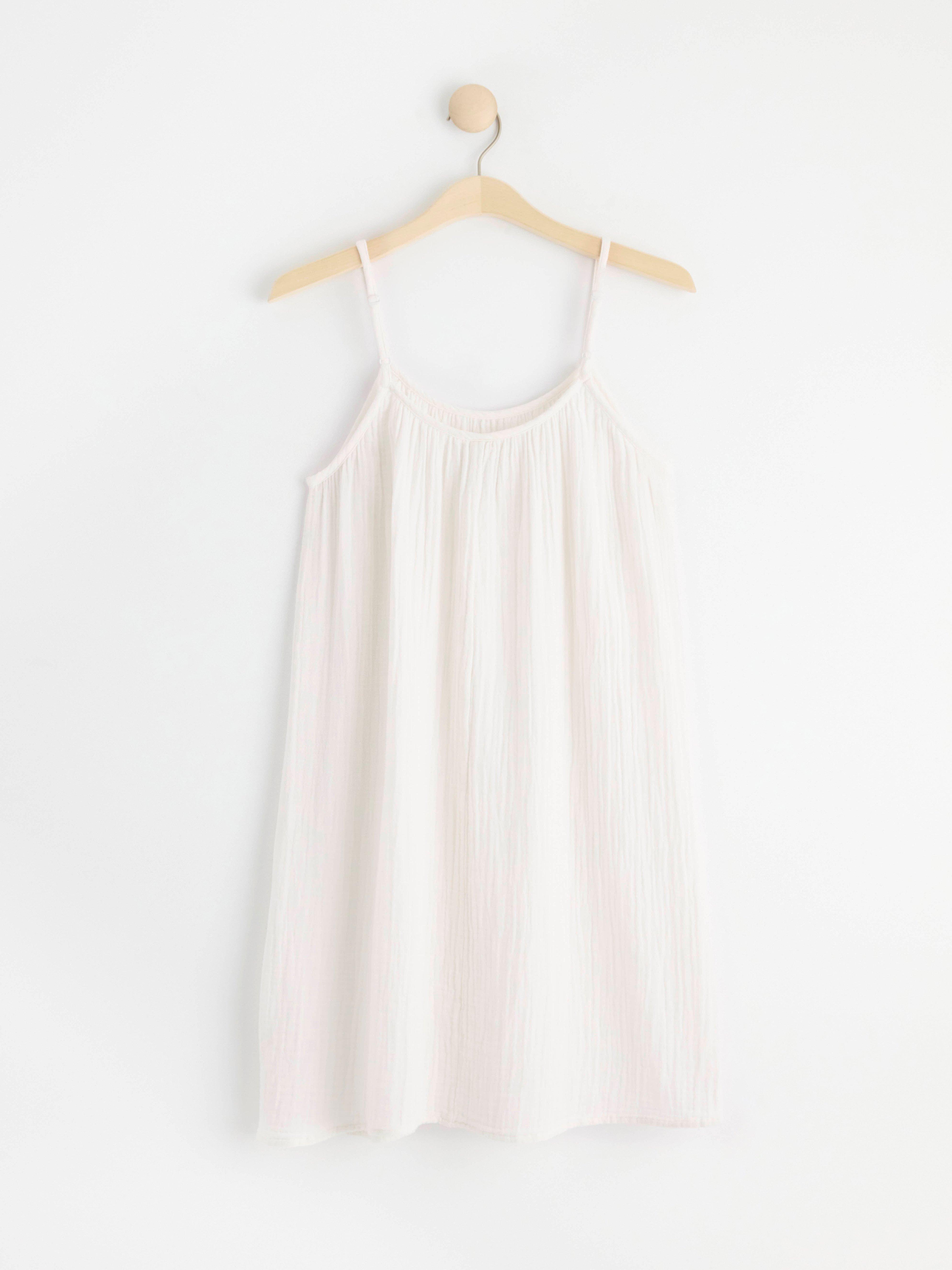 Crinkled cotton night slip Off White