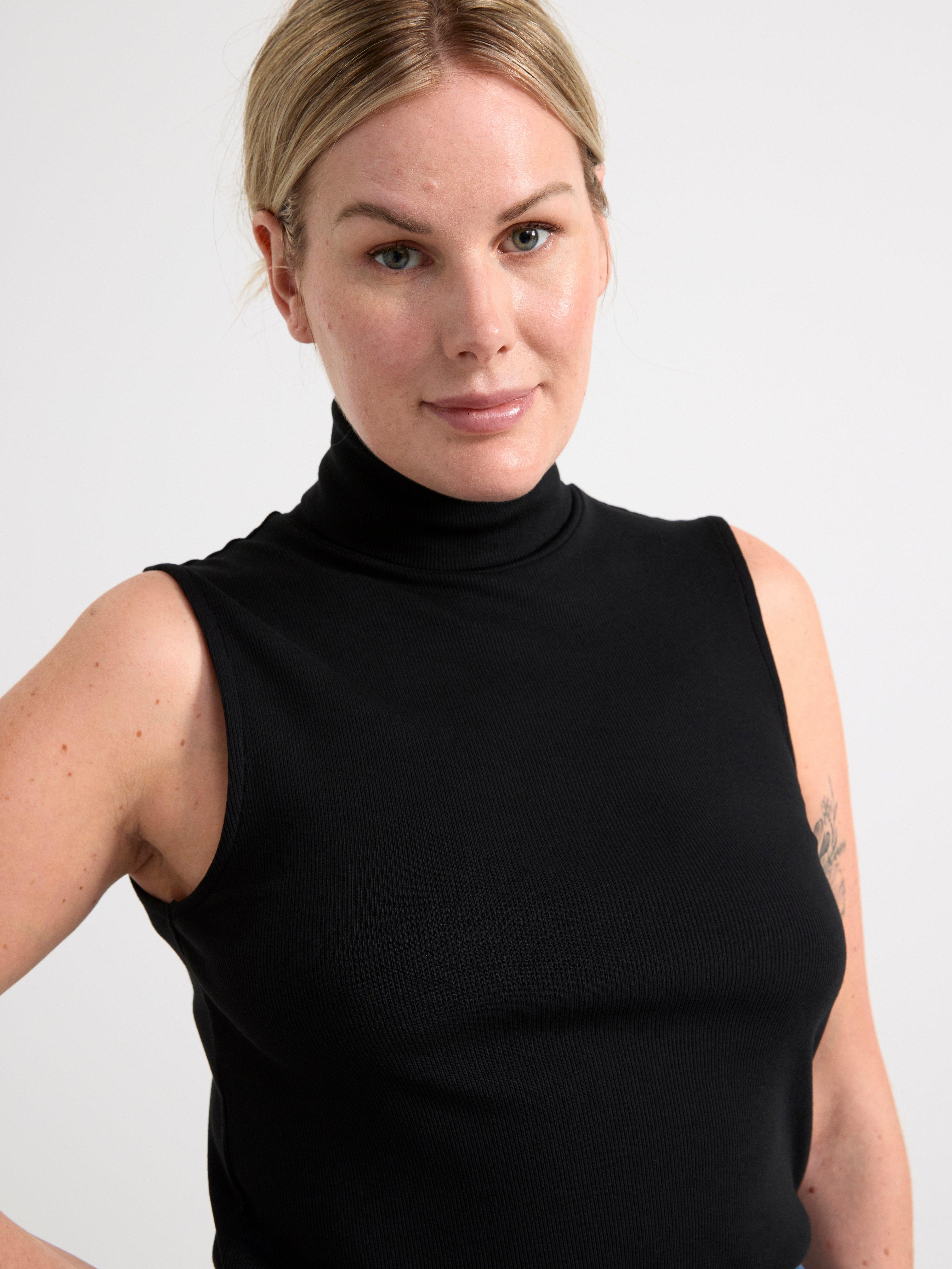 Sleeveless roll neck top Black