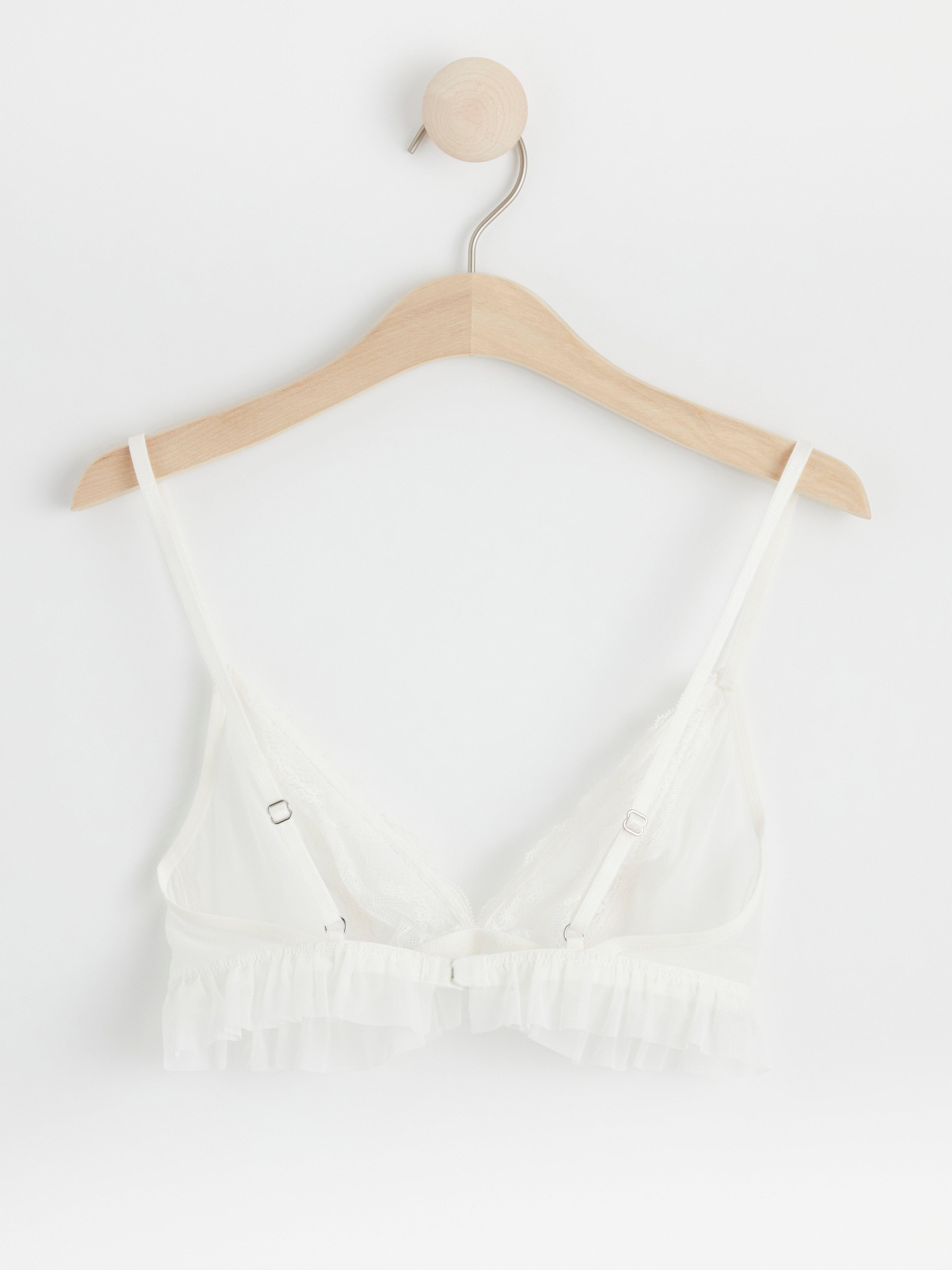 Unpadded bralette with lace Light White