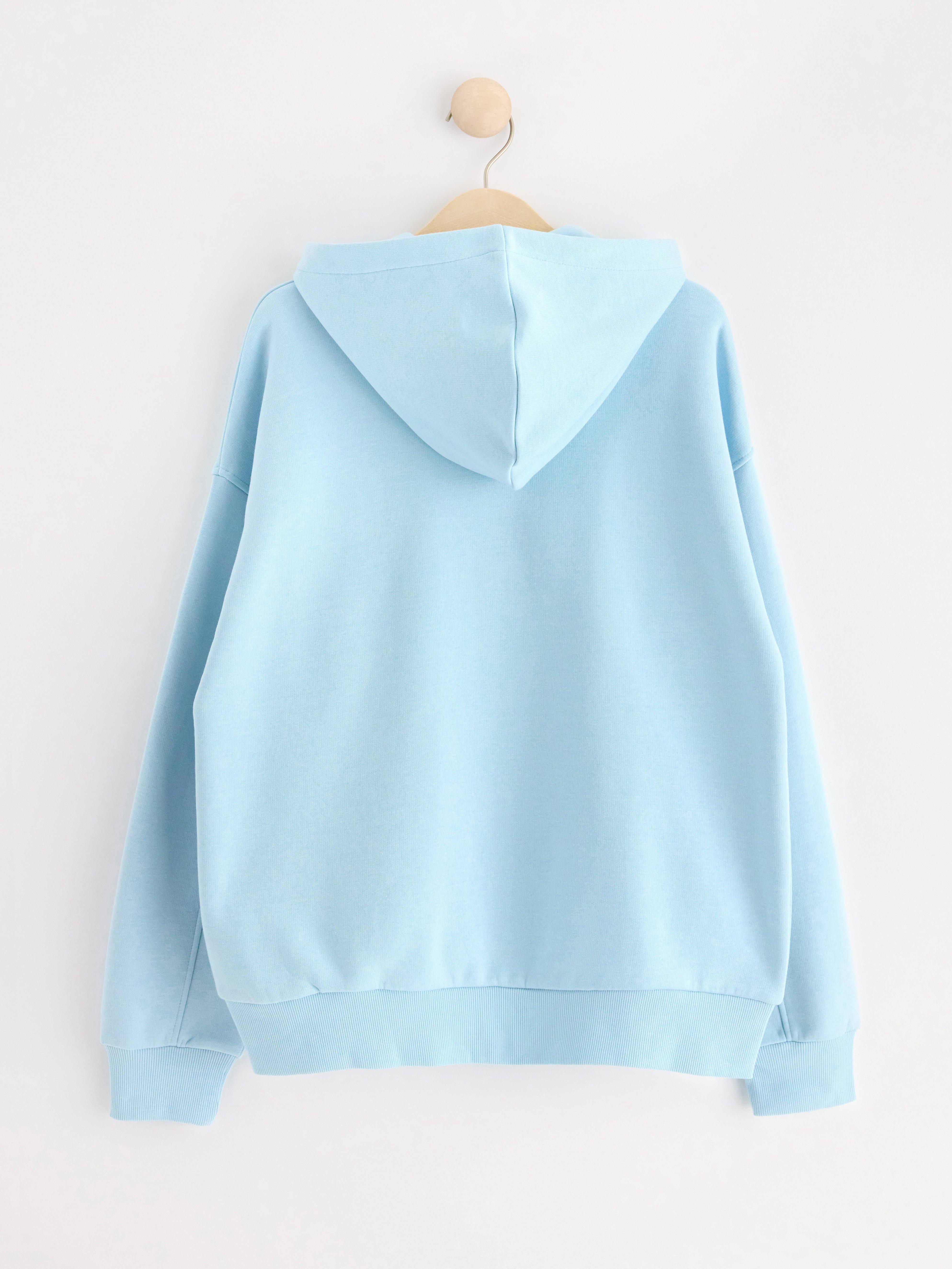 Zip hoodie with brushed inside Light Blue
