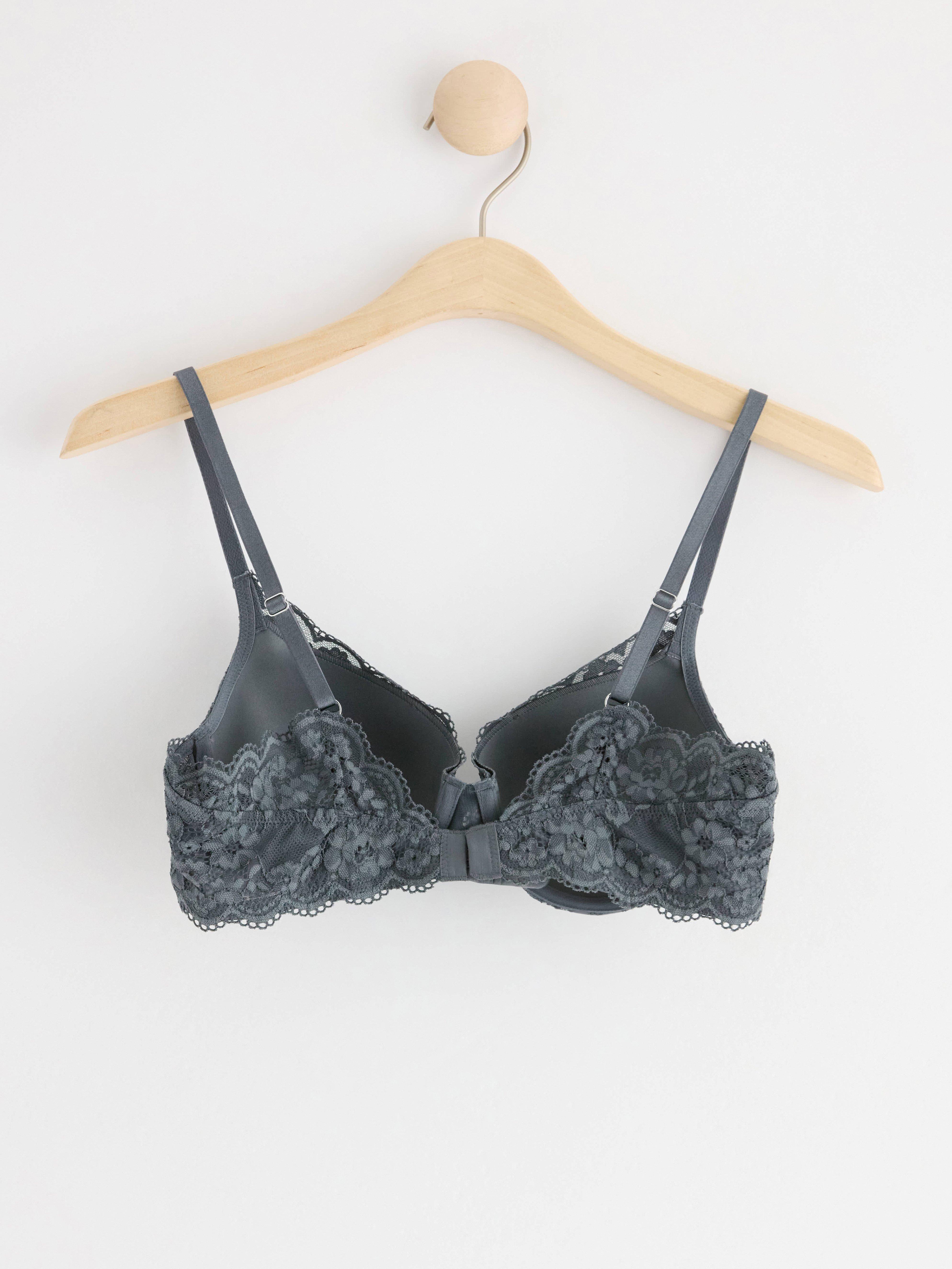 Lilja t-shirt bra with lace Dark Grey