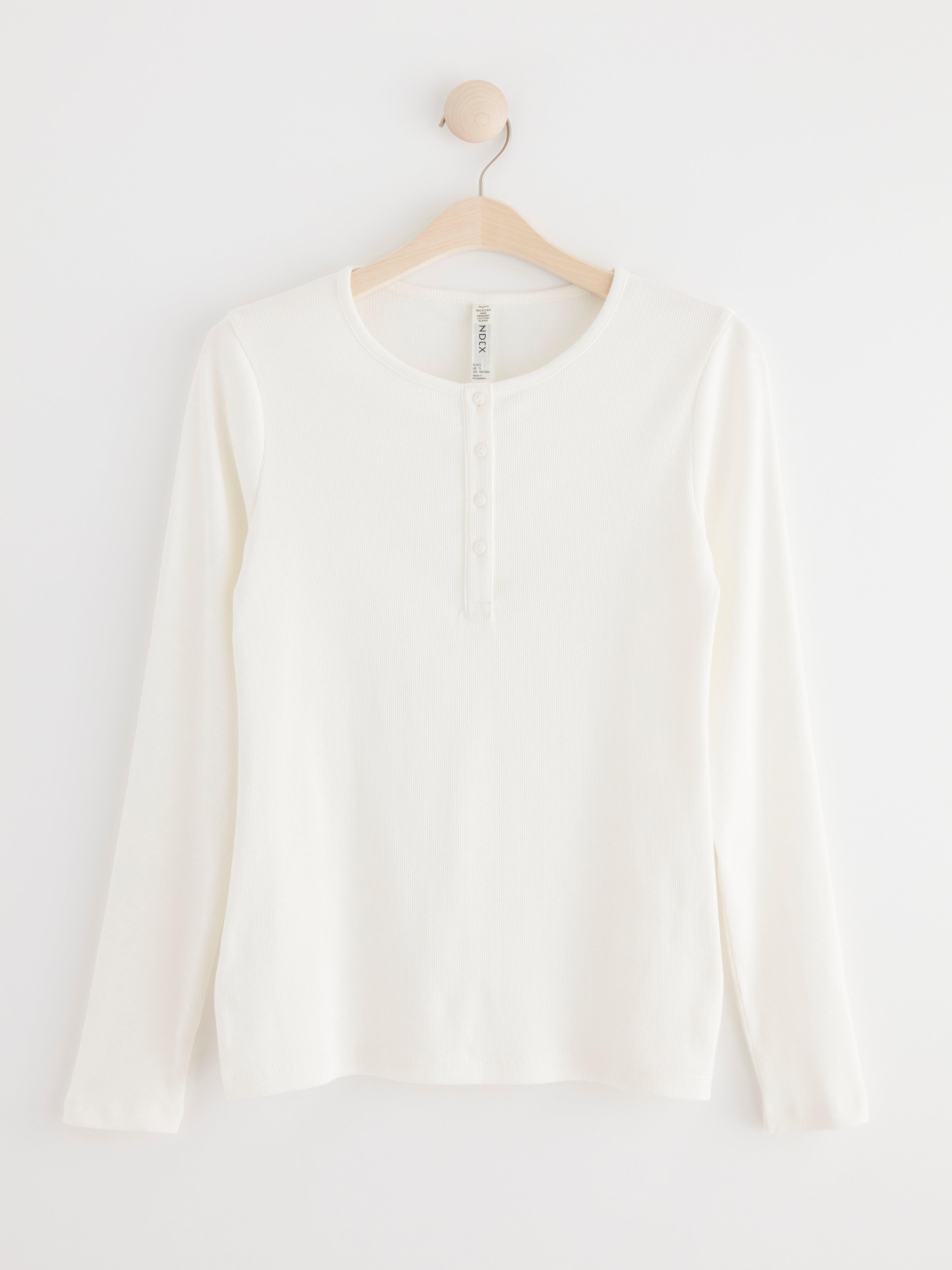 Ribbed long sleeve pyjama top Off White