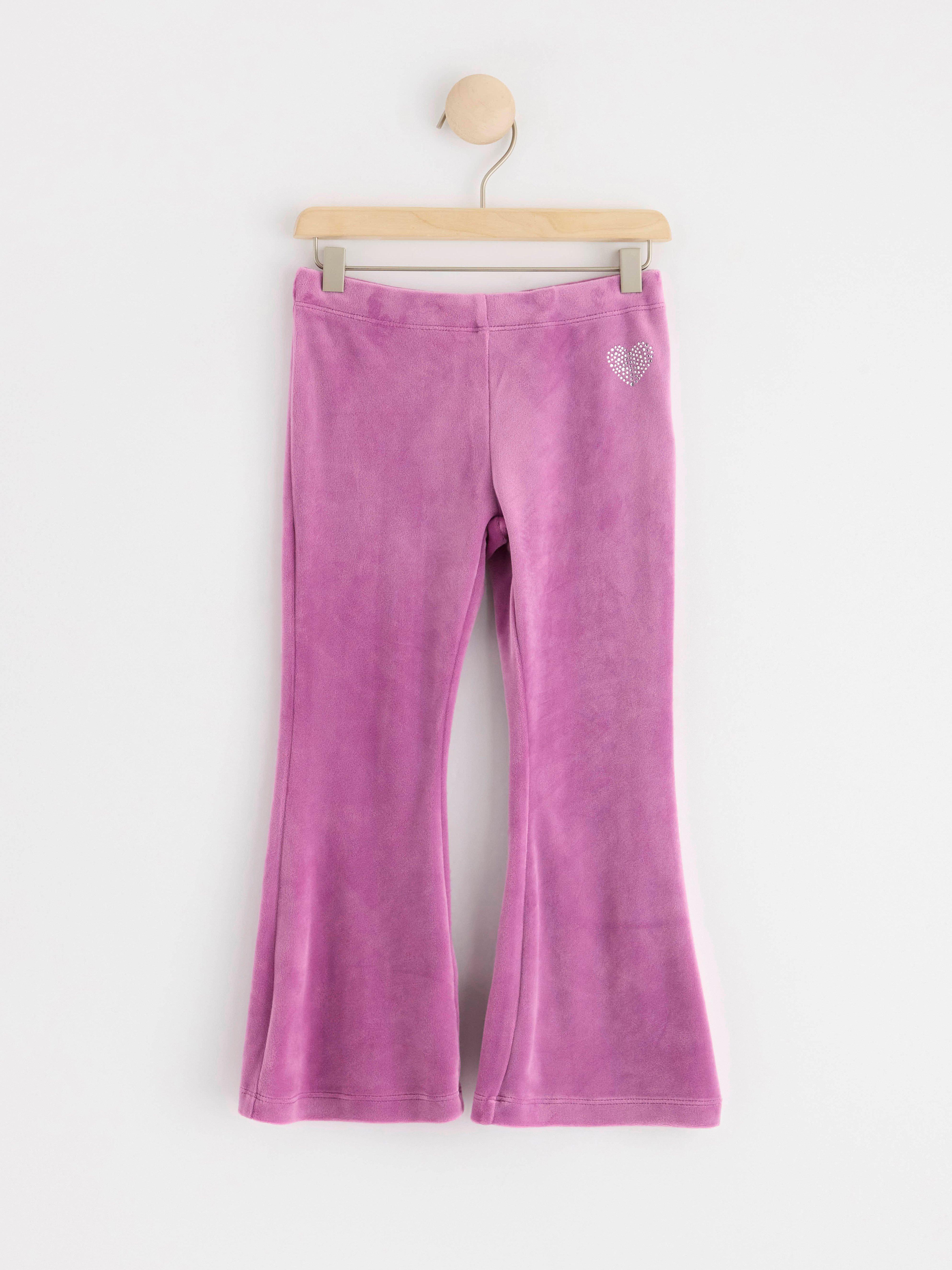 Flared velour trousers Dark Dusty Lilac