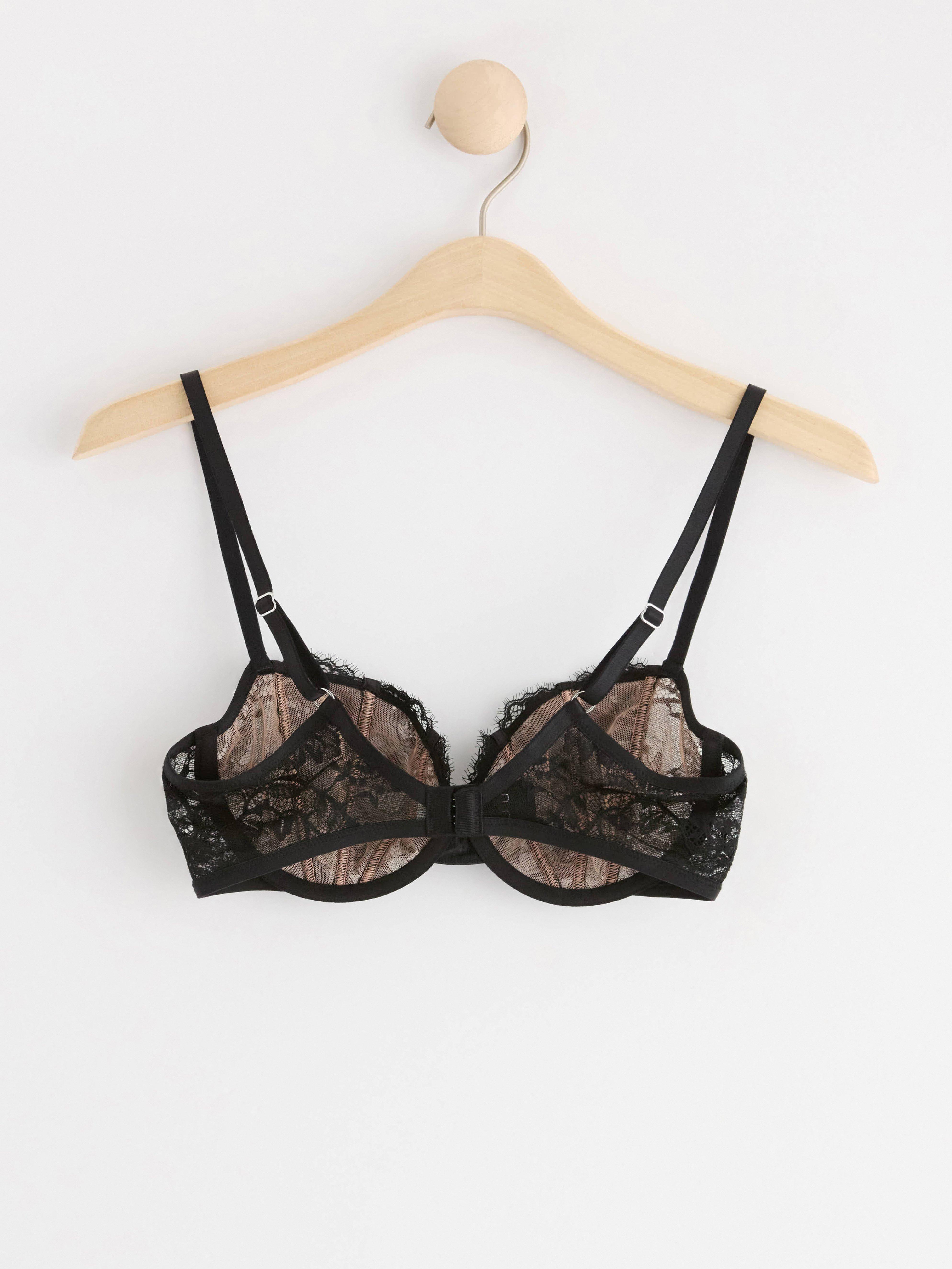 Senna unpadded bra with lace Black