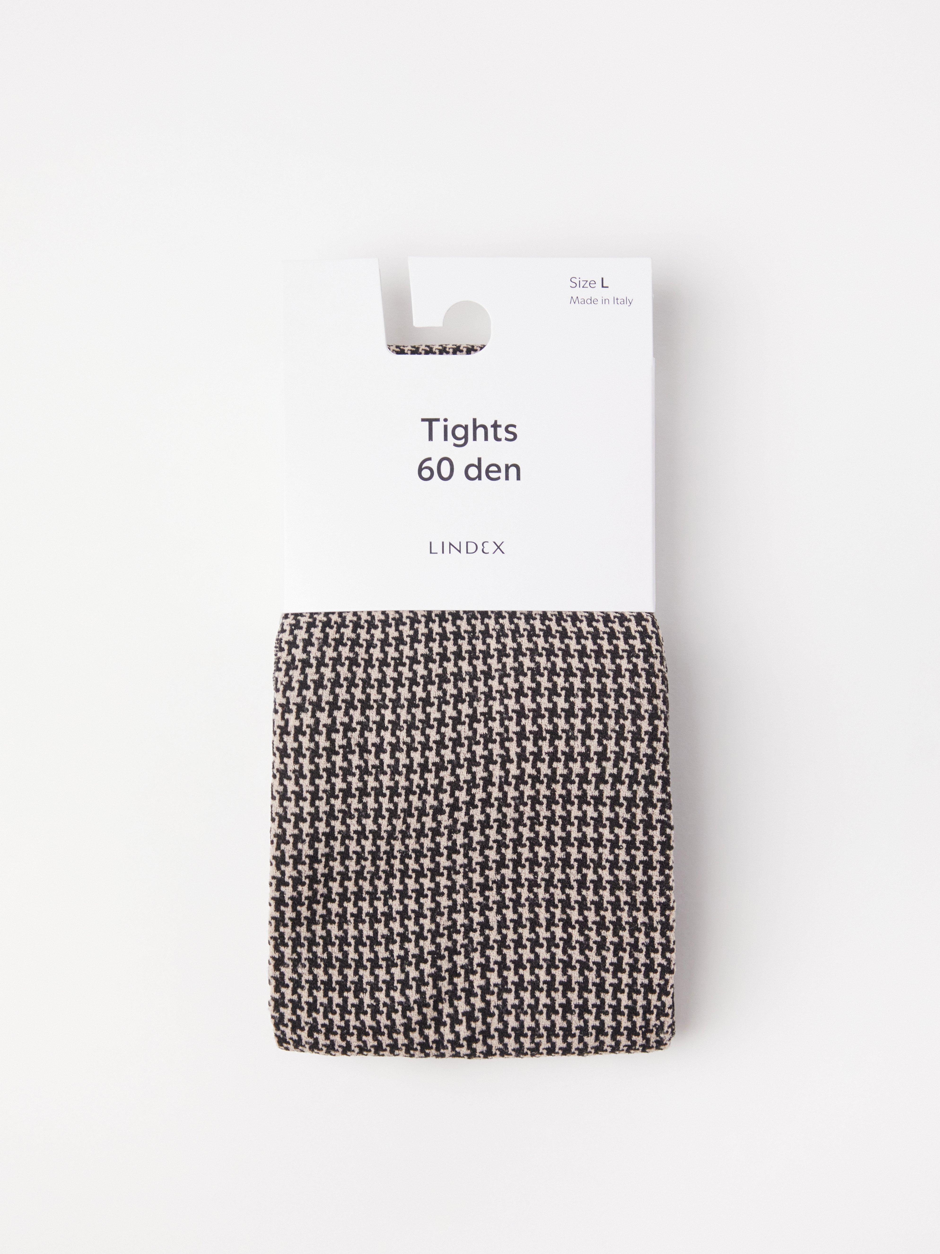 Houndstooth patterned tights 60 denier Dusty Beige
