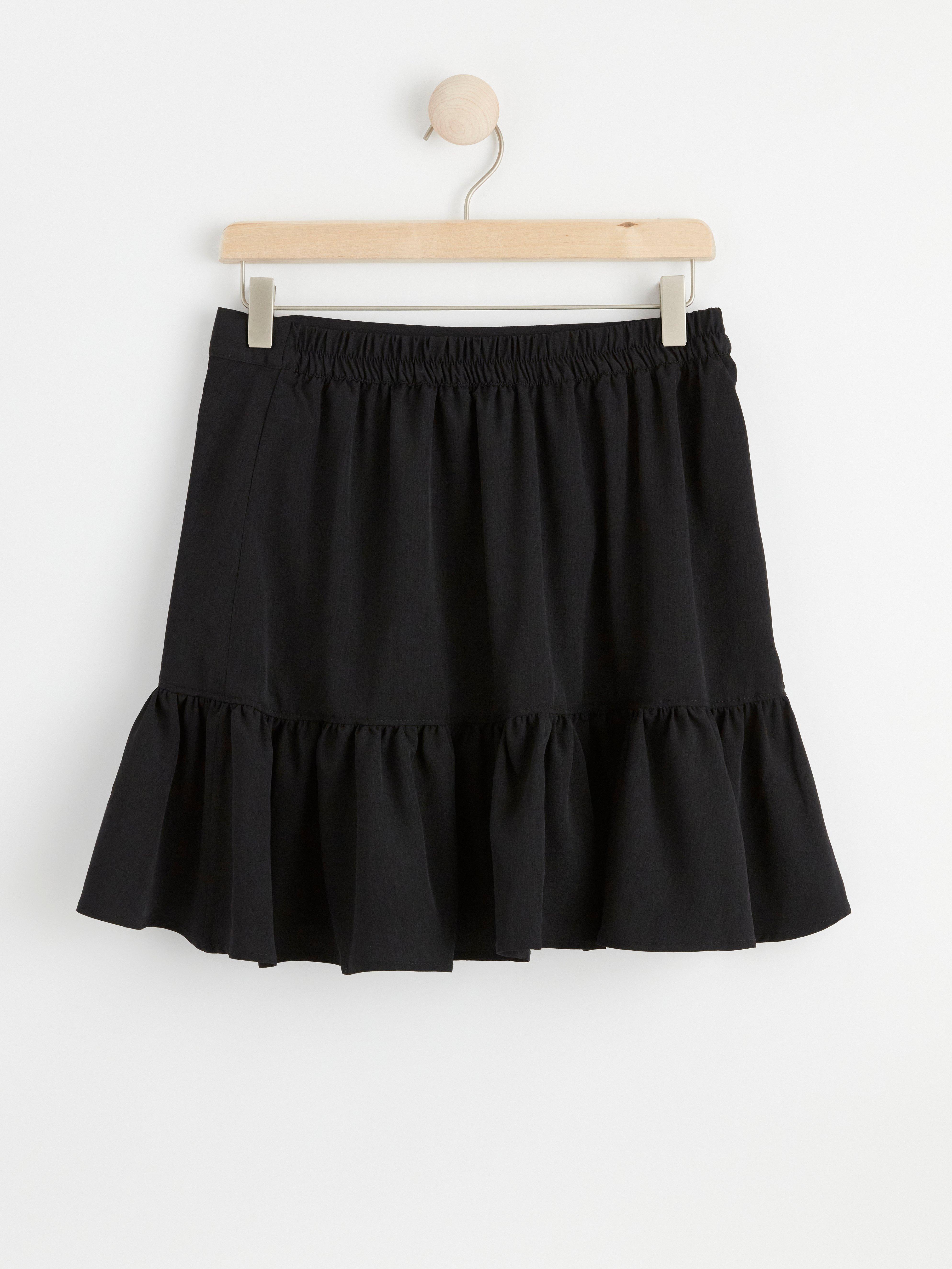 Mini skirt with flounces Black