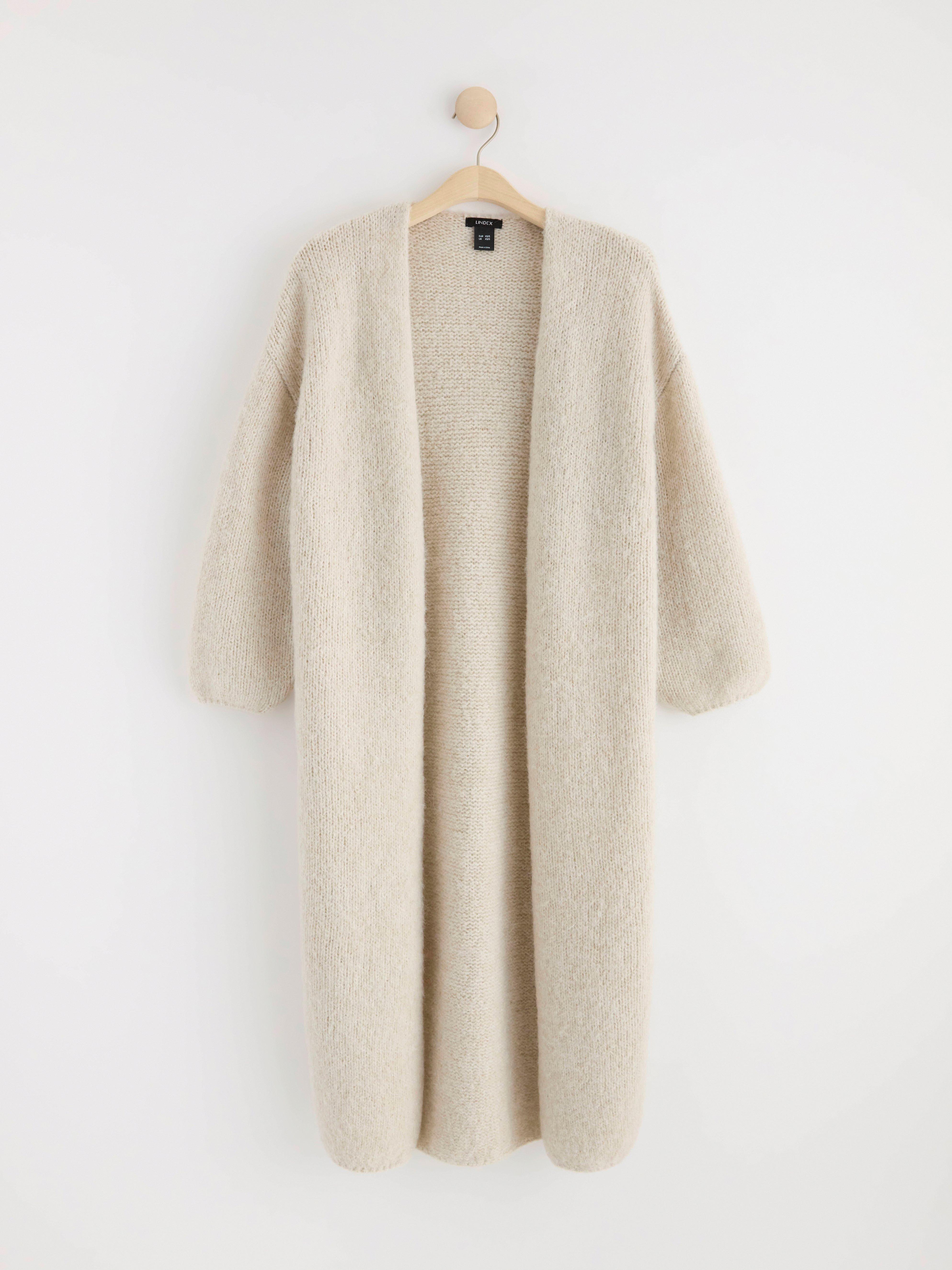 Long cardigan knitted Light Grey
