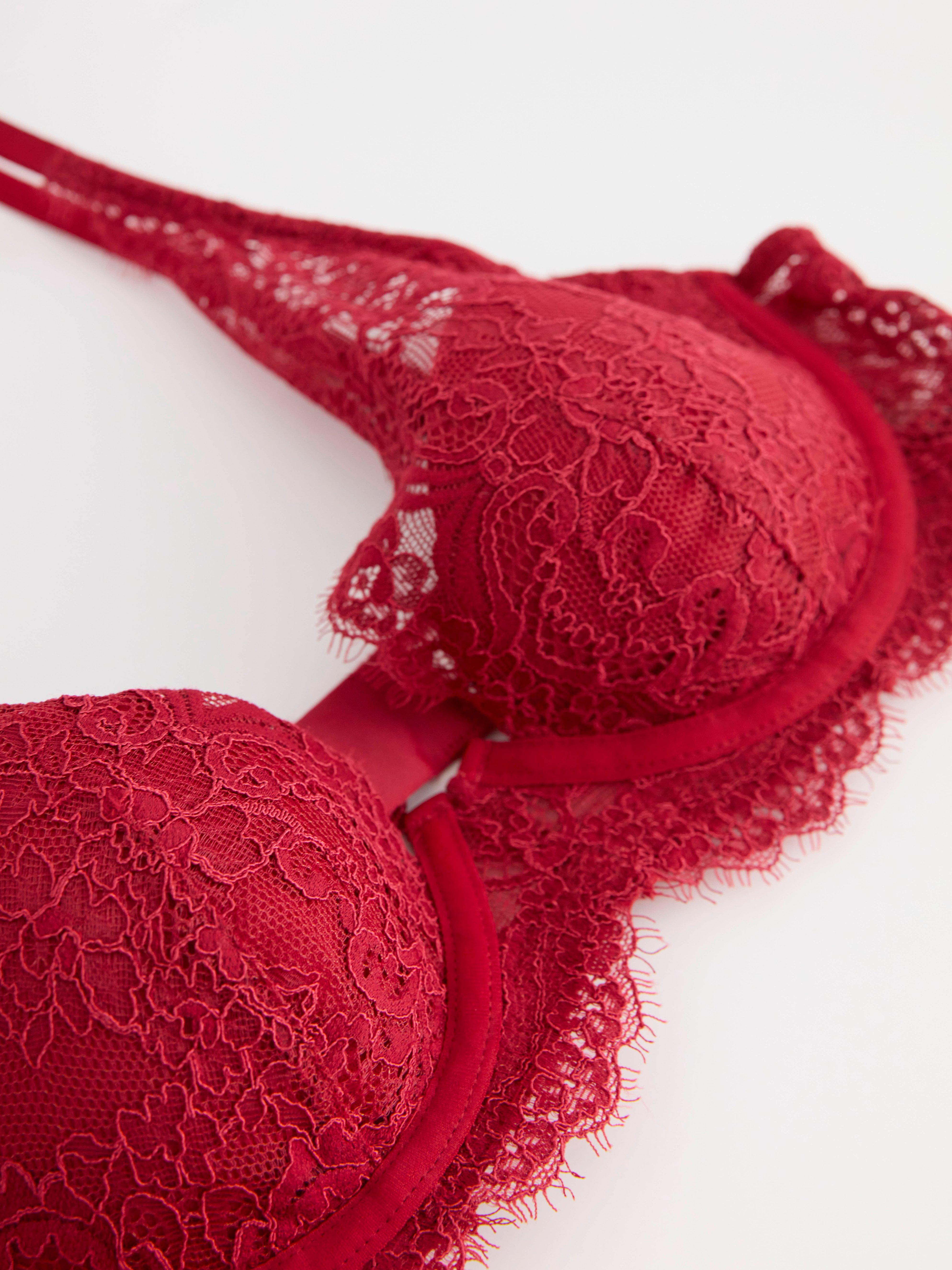 Tulip t-shirt bra with lace Dark Red