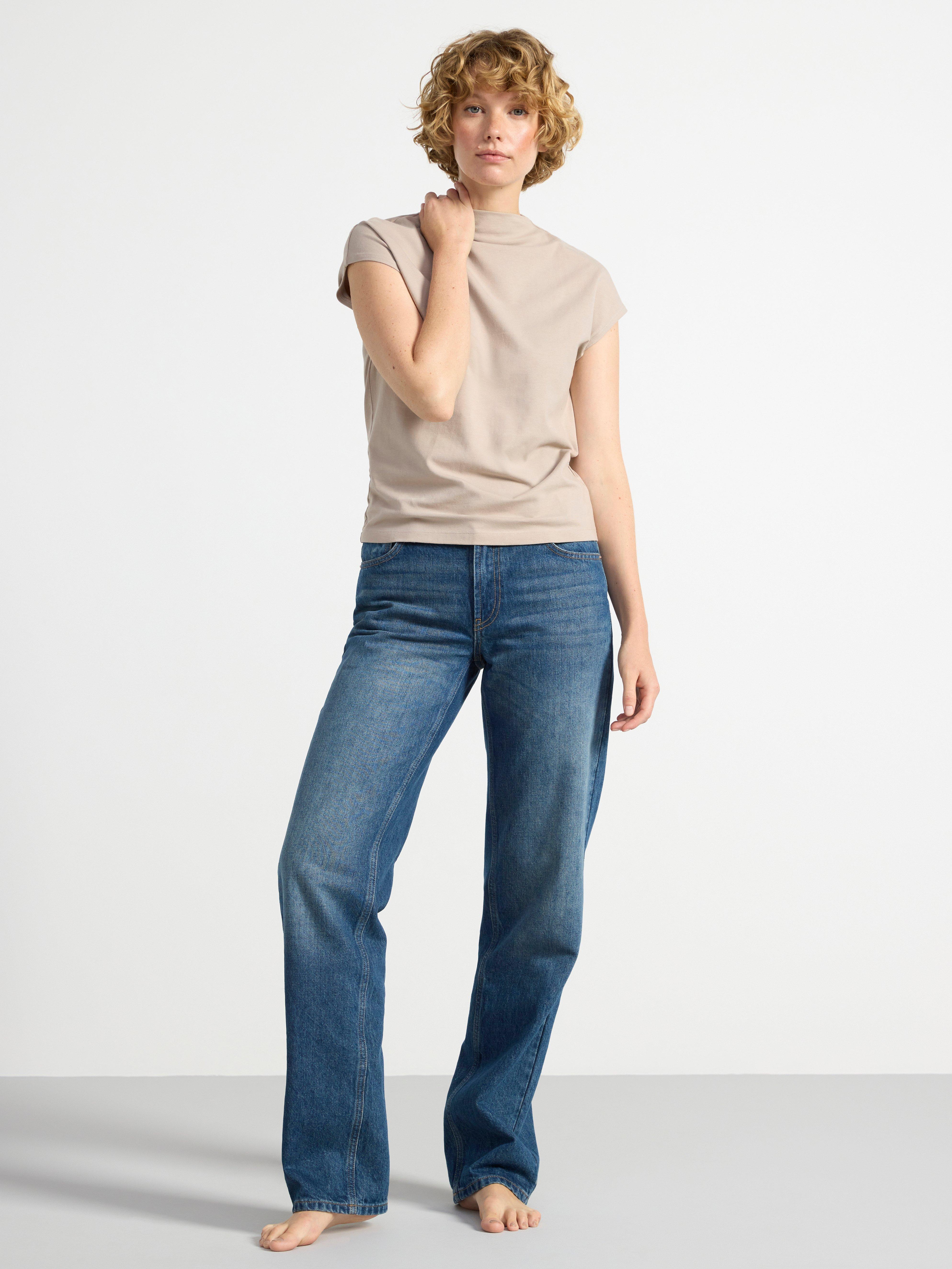 Short sleeve fitted top Light Dusty Beige