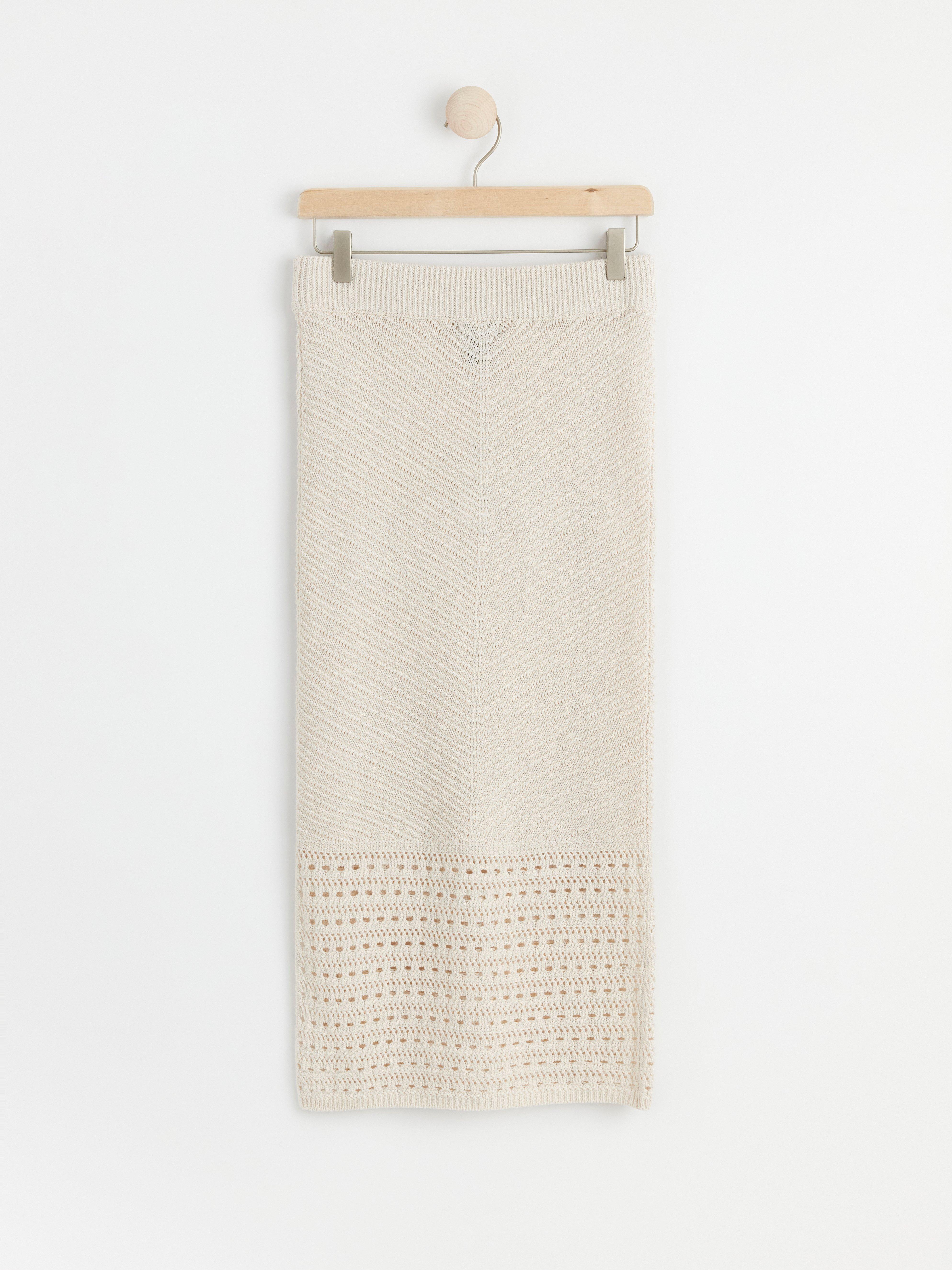 Knitted linen blend midi skirt Light White