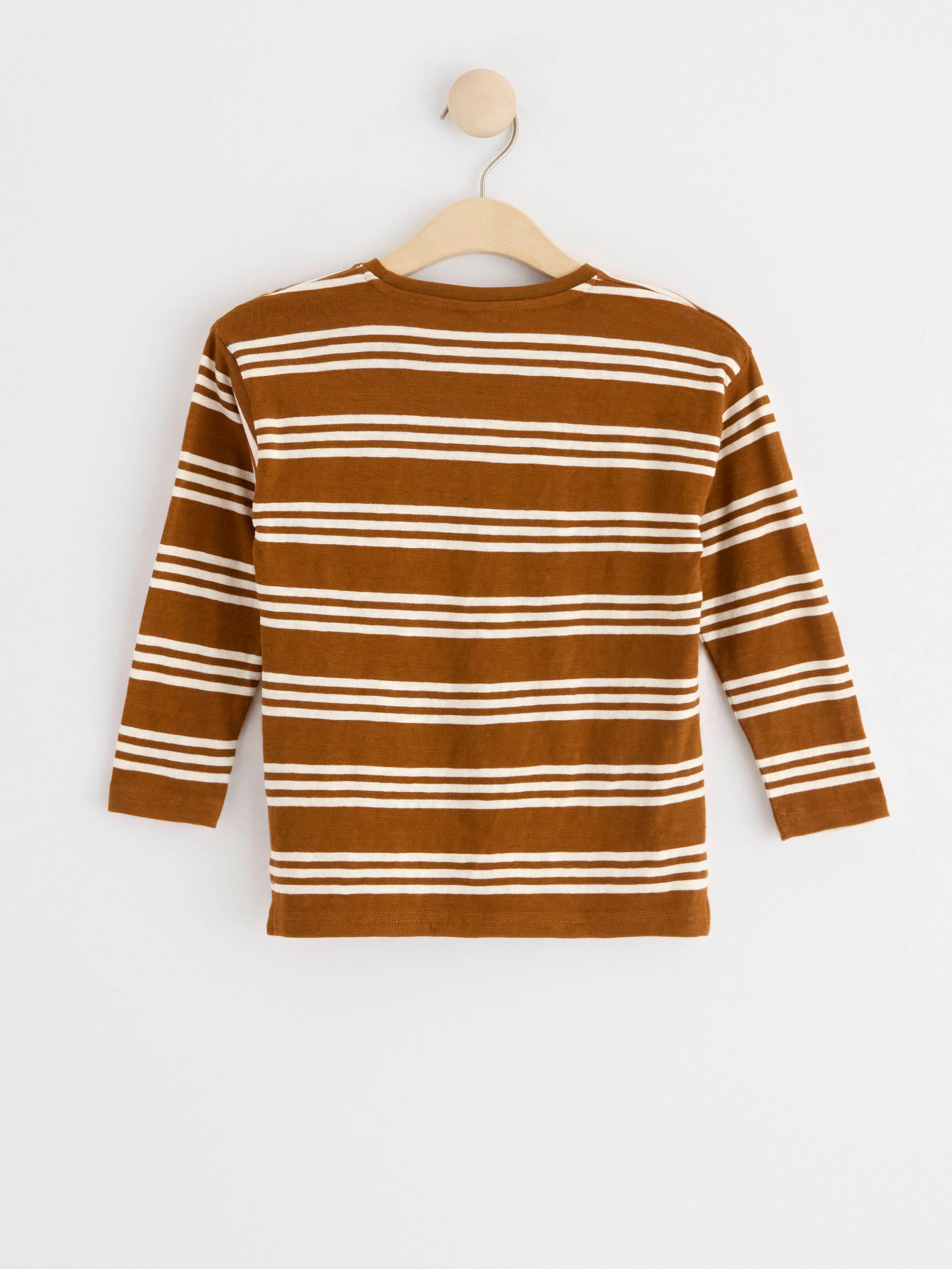 Long sleeve top with stripes Brown