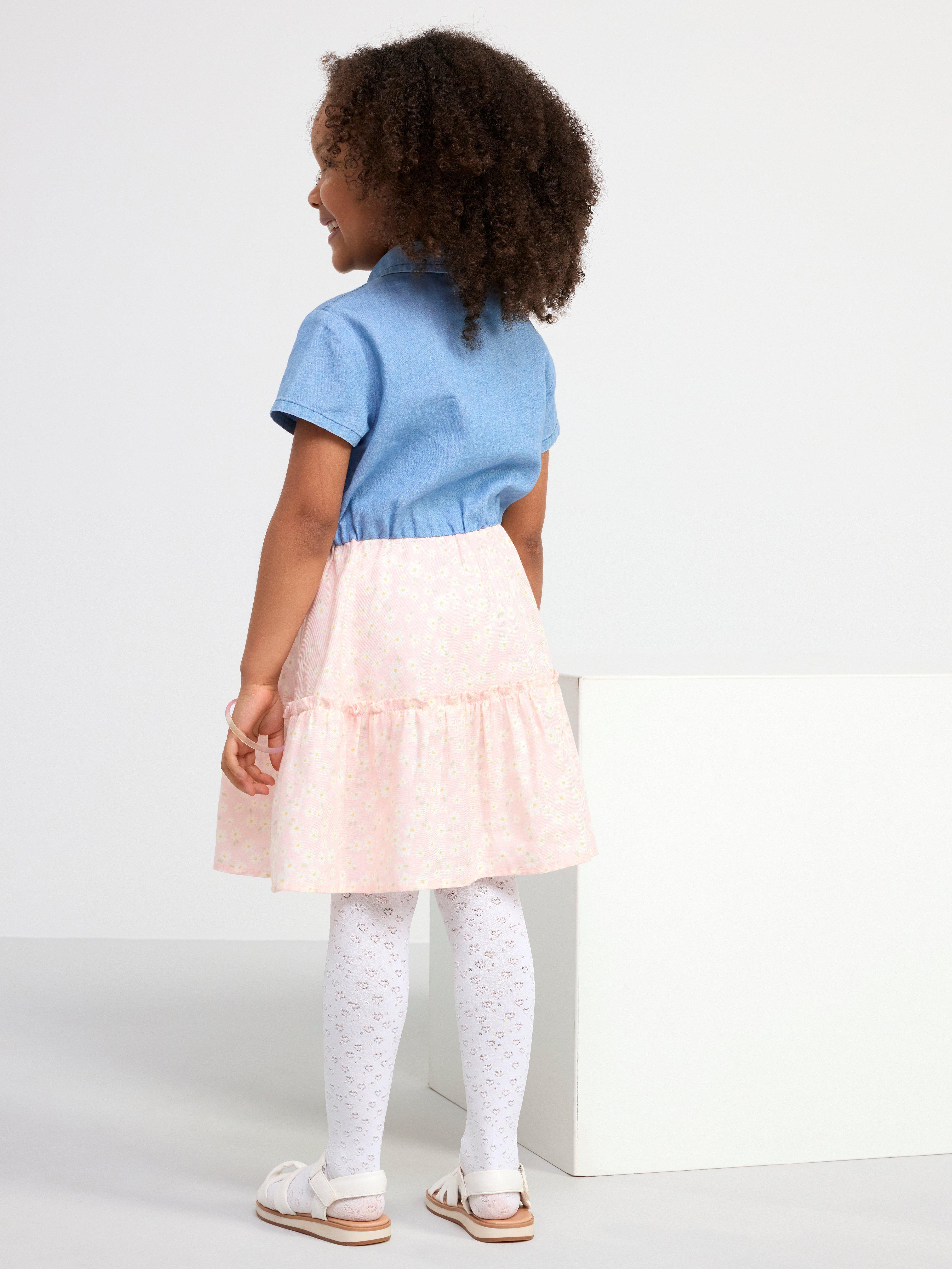 Short sleeve denim dress Light Dusty Pink