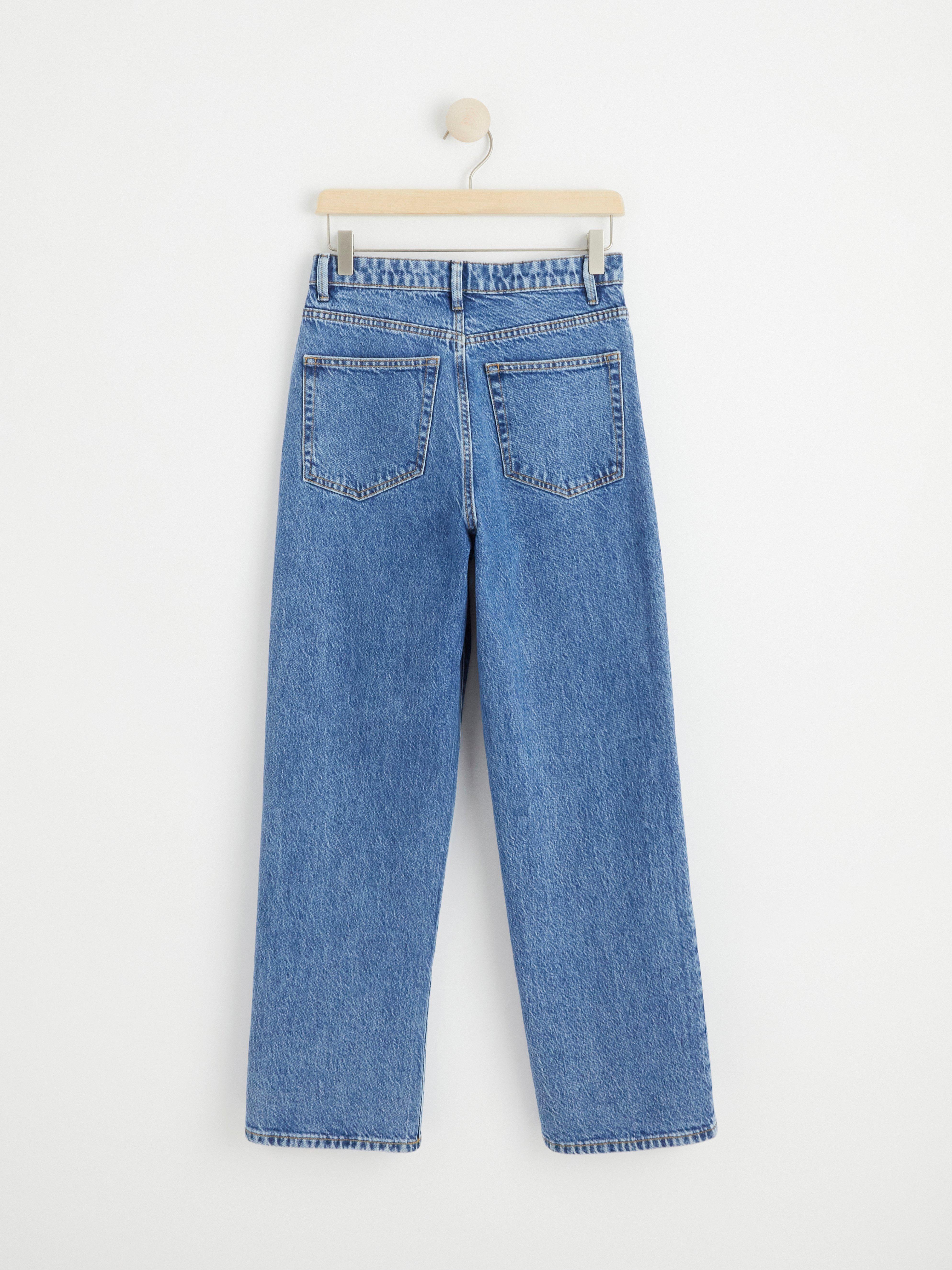 HANNA Wide high waist jeans with cropped leg Denim blue